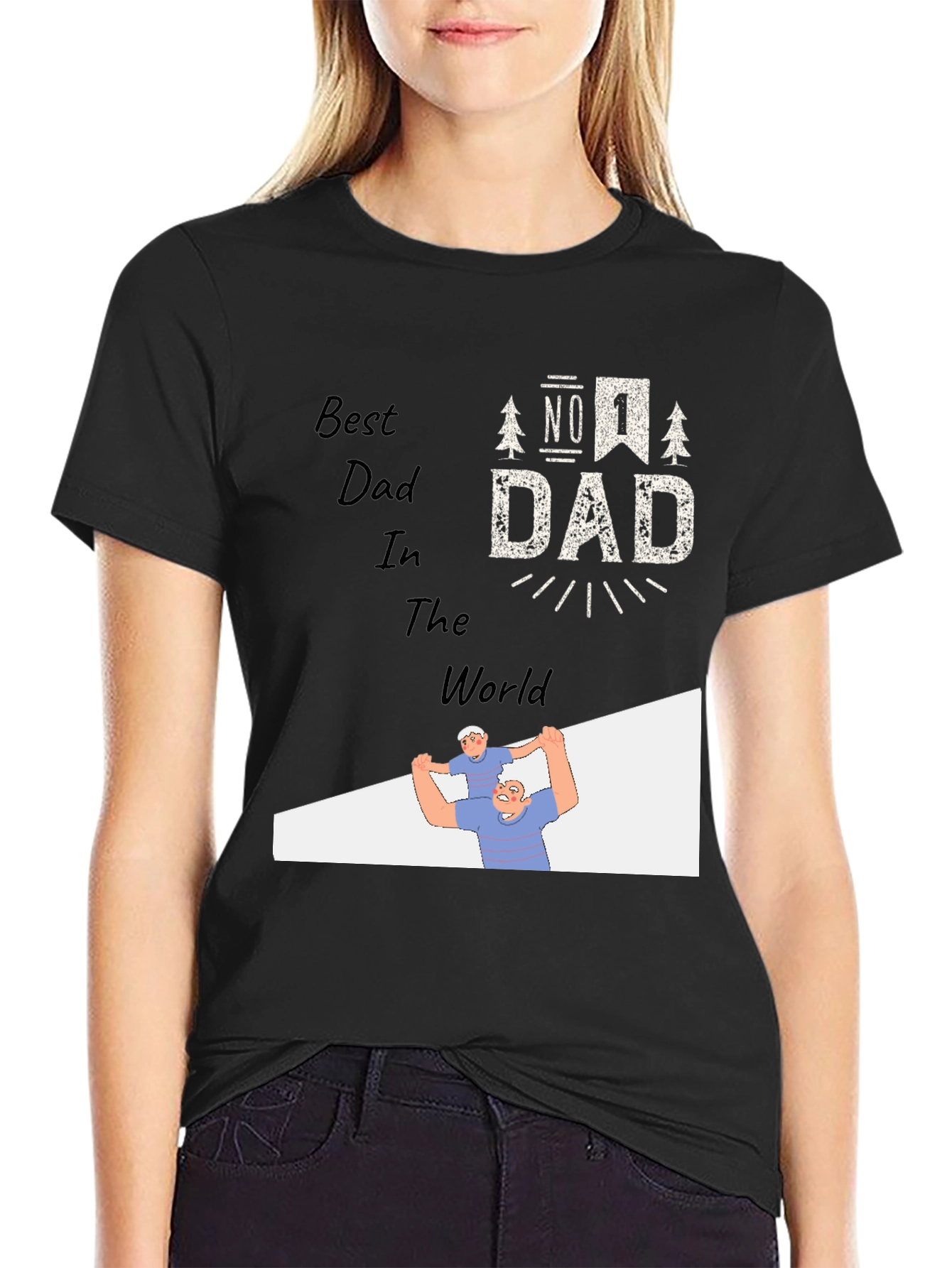 Best Dad Ever Black Graphic T-Shirt