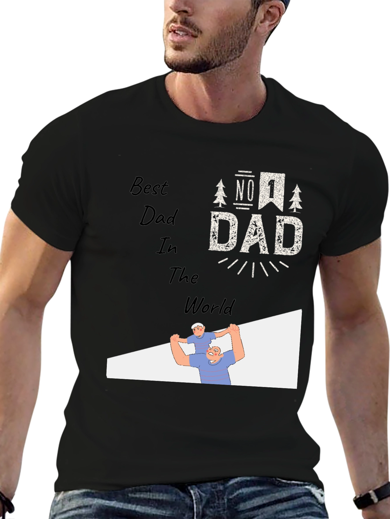 Best Dad Ever Black Graphic T-Shirt