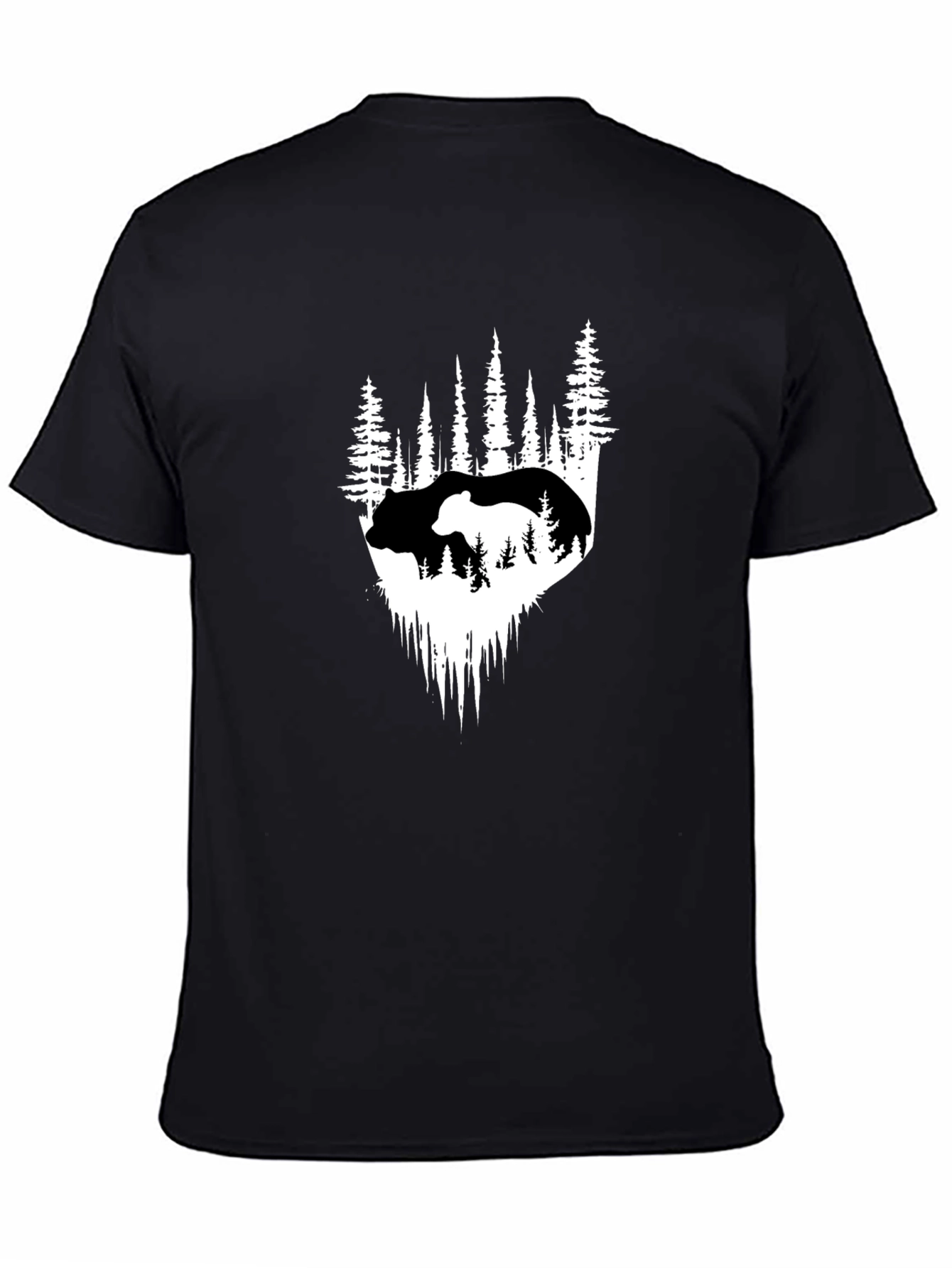 Nature Bear Graphic Tee - Black Casual T-Shirt