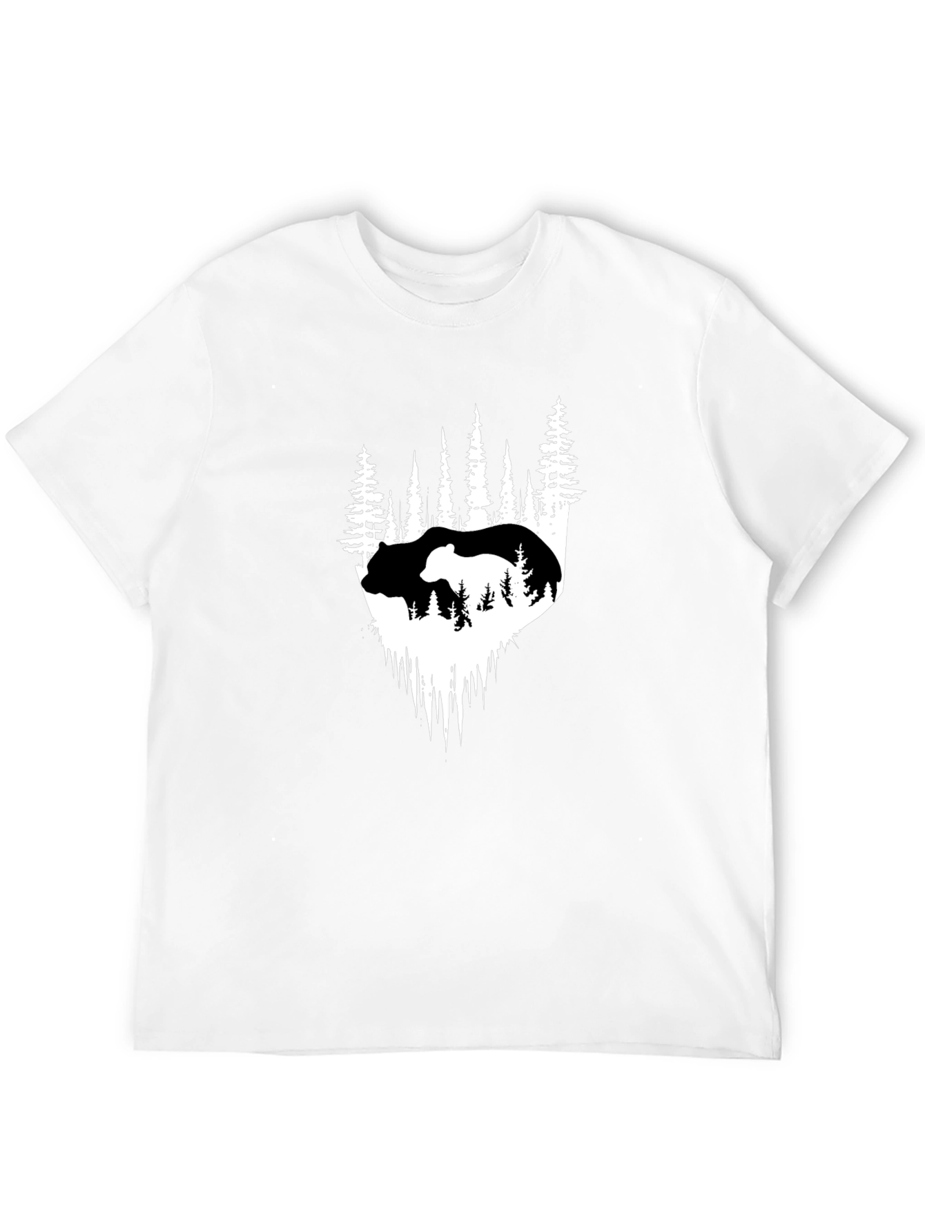 Nature Bear Graphic Tee - Black Casual T-Shirt