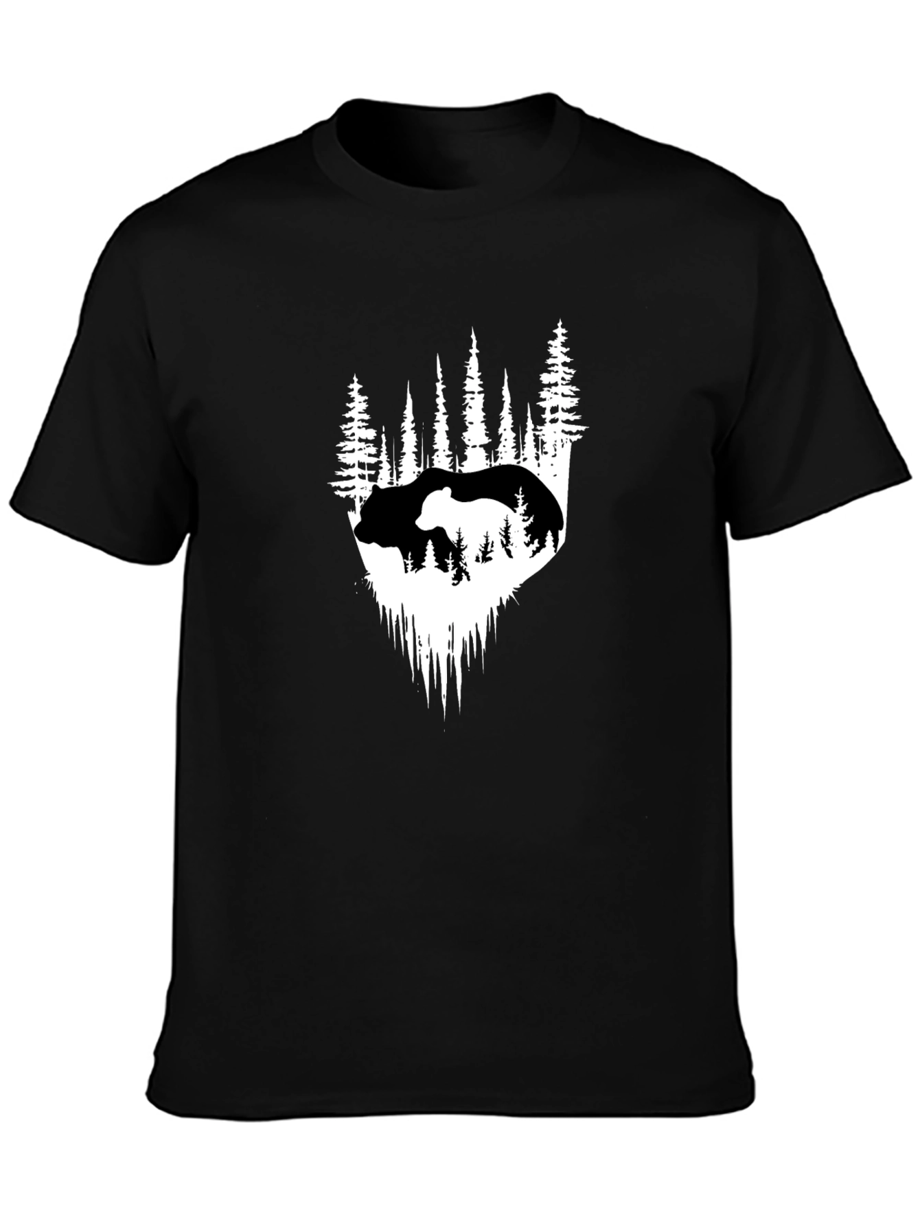 Nature Bear Graphic Tee - Black Casual T-Shirt