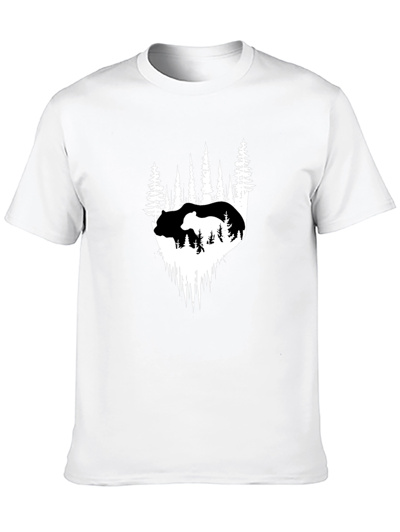 Nature Bear Graphic Tee - Black Casual T-Shirt
