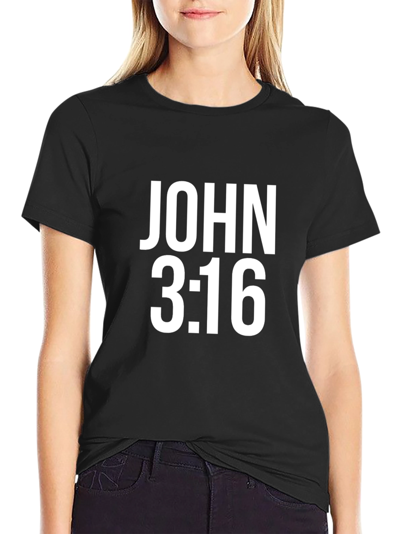 John 3:16 Christian Black T-Shirt