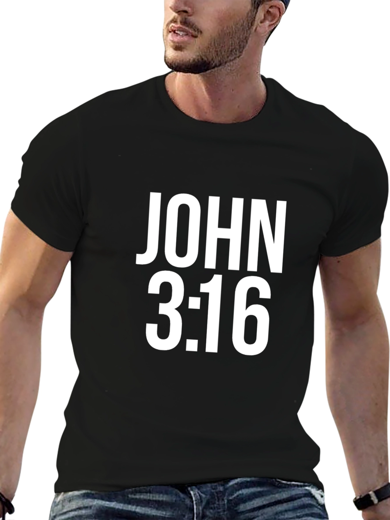 John 3:16 Christian Black T-Shirt