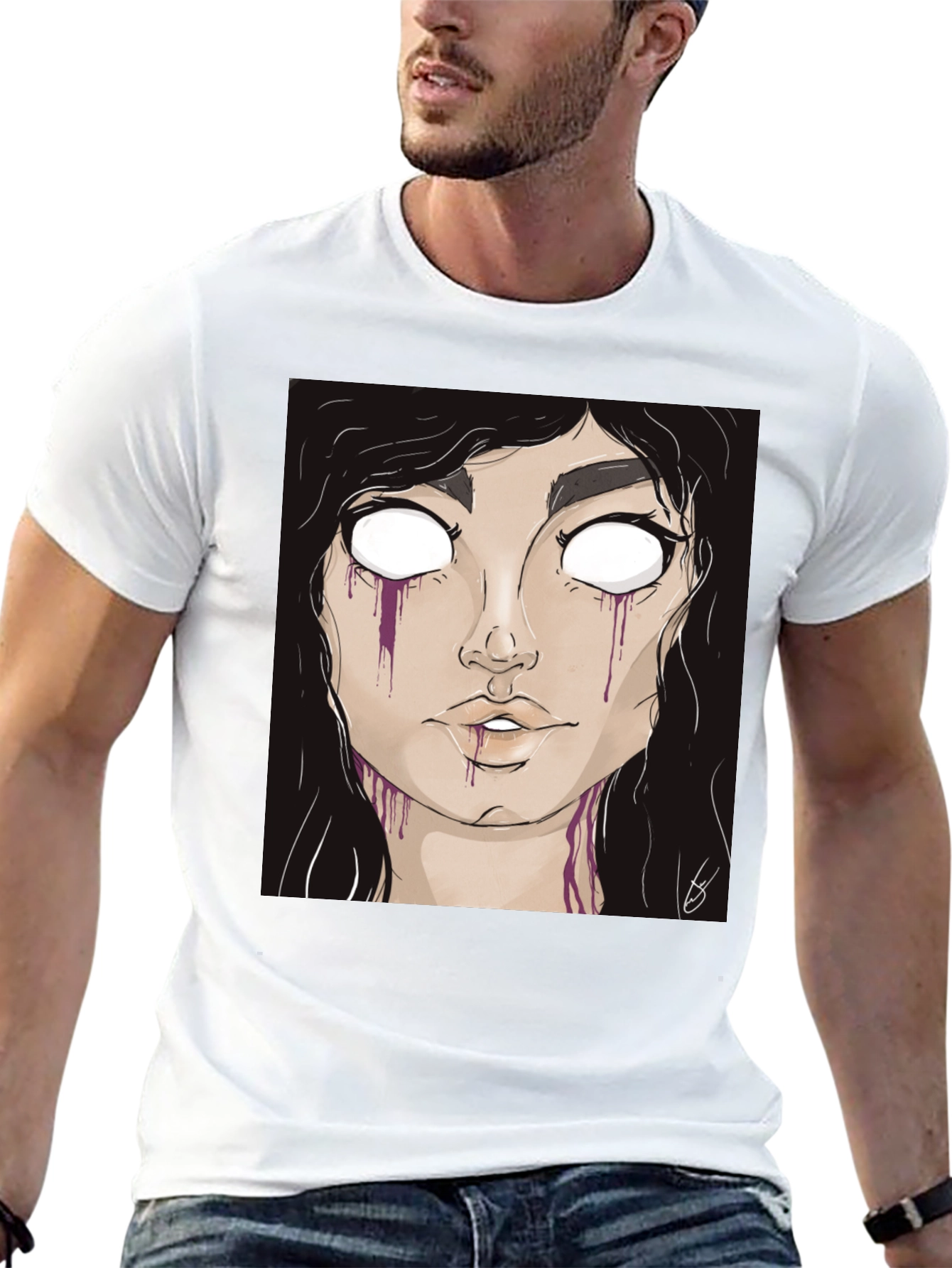 Gothic Girl Graphic Tee - Black Cotton T-Shirt