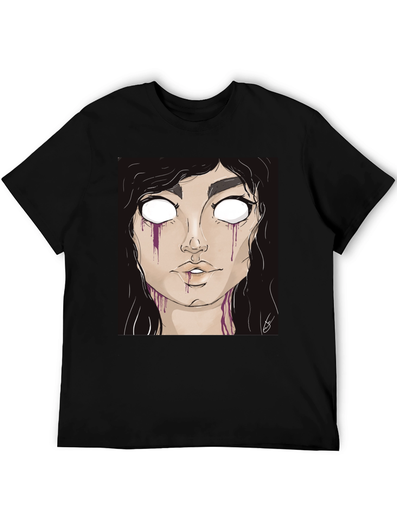 Gothic Girl Graphic Tee - Black Cotton T-Shirt