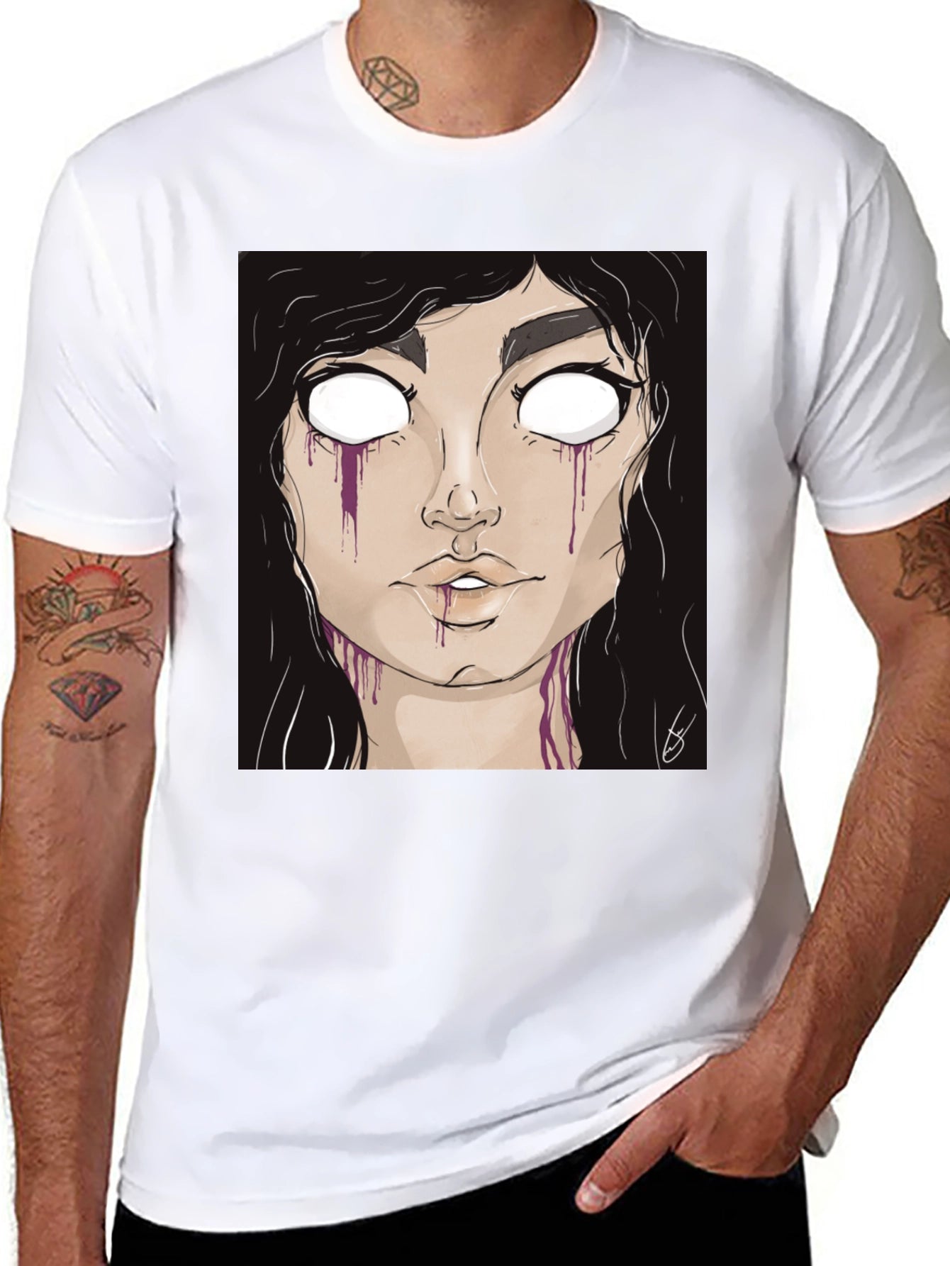 Gothic Girl Graphic Tee - Black Cotton T-Shirt