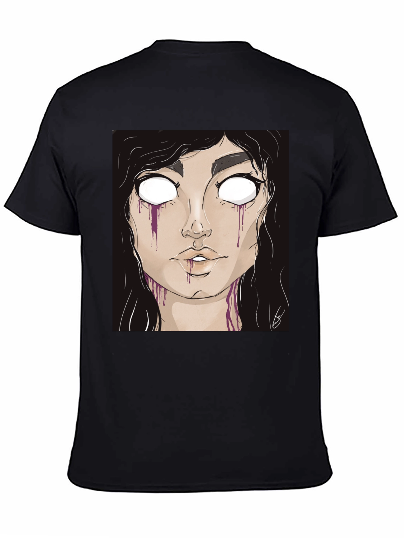 Gothic Girl Graphic Tee - Black Cotton T-Shirt