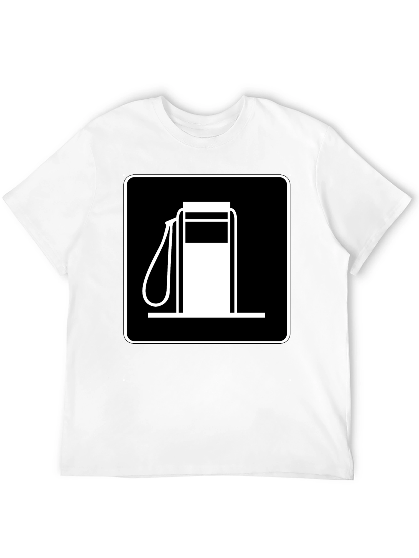 Gas Station Sign Graphic Tee - Black Cotton T-Shirt