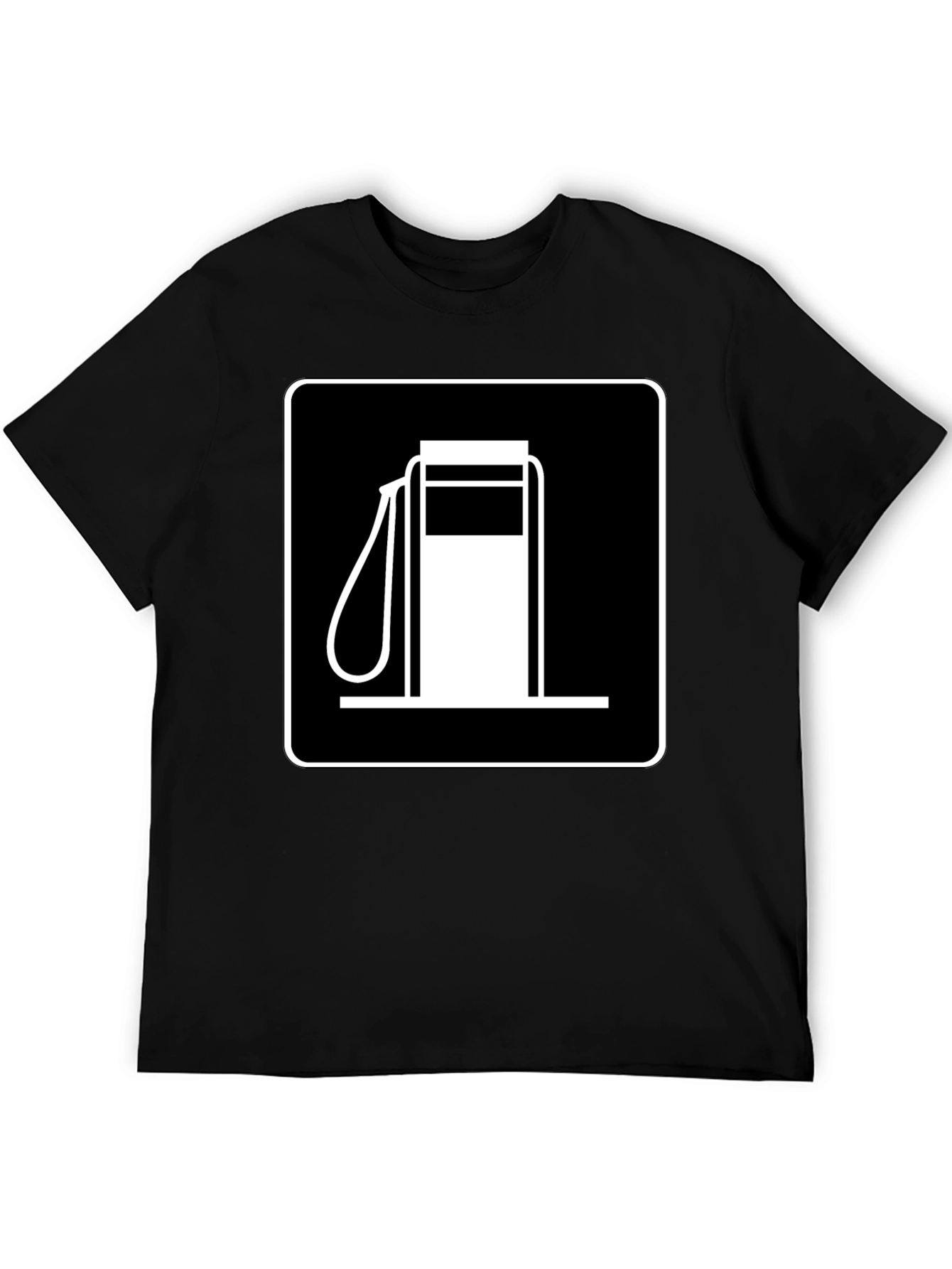 Gas Station Sign Graphic Tee - Black Cotton T-Shirt