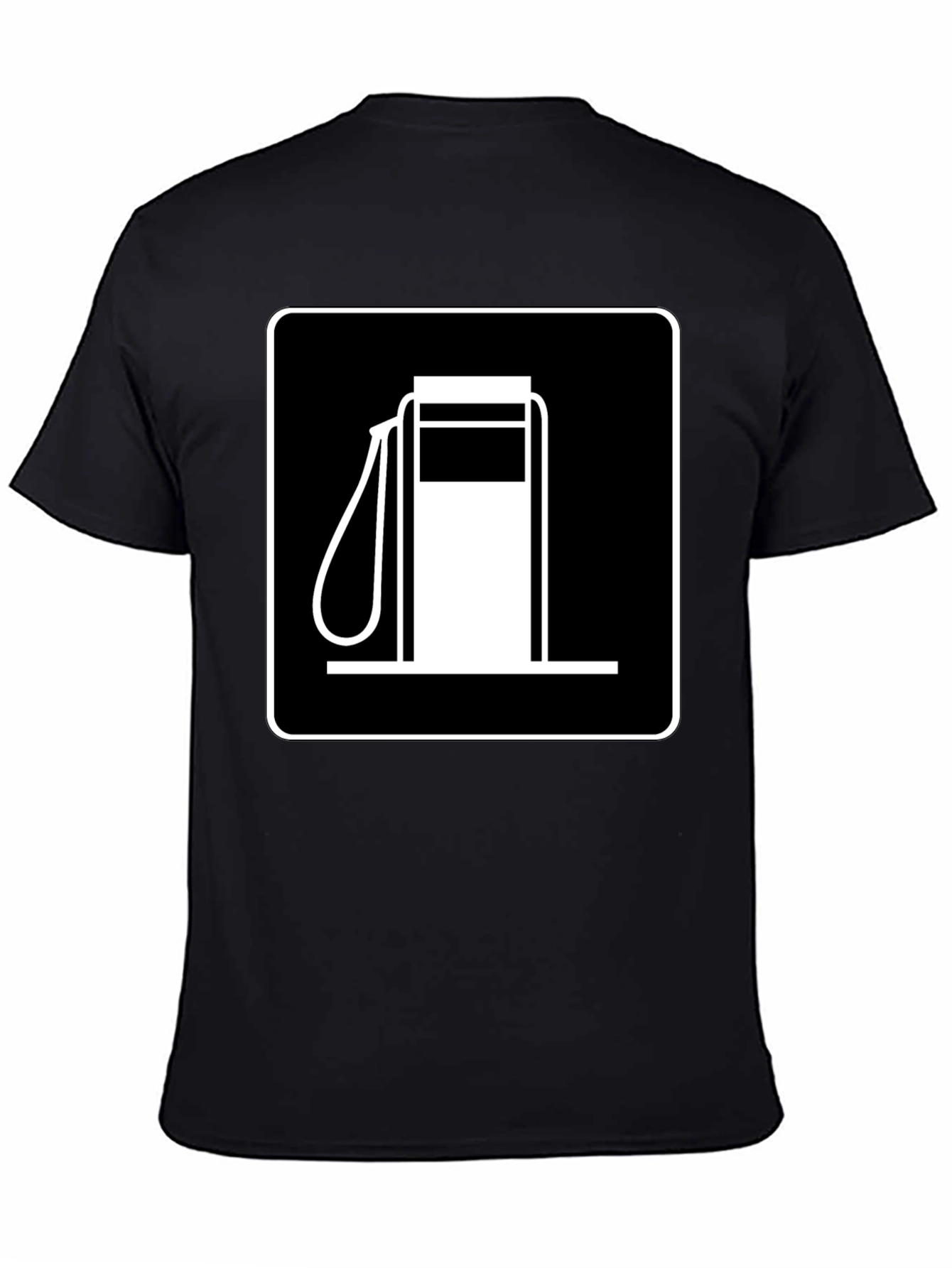 Gas Station Sign Graphic Tee - Black Cotton T-Shirt
