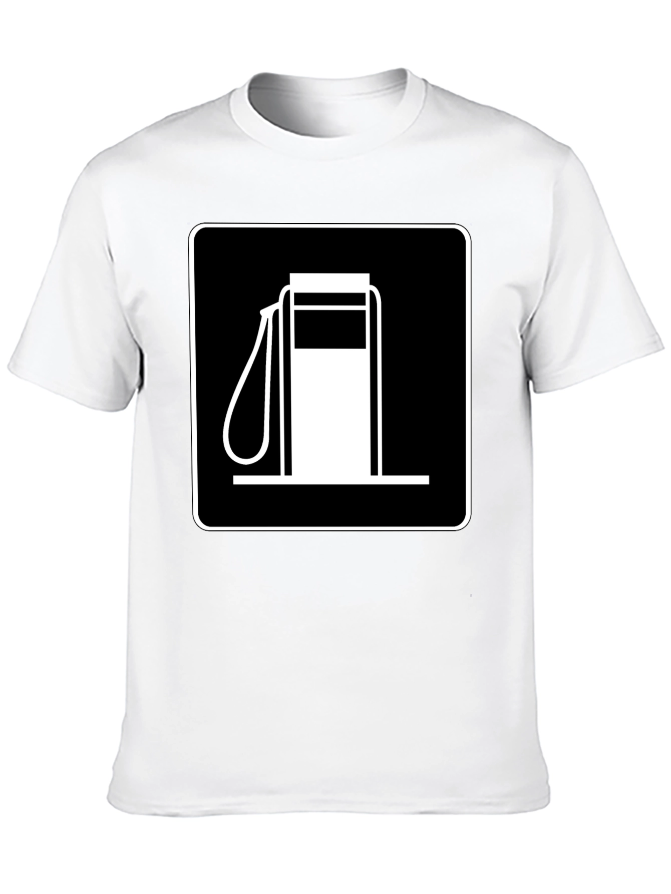 Gas Station Sign Graphic Tee - Black Cotton T-Shirt