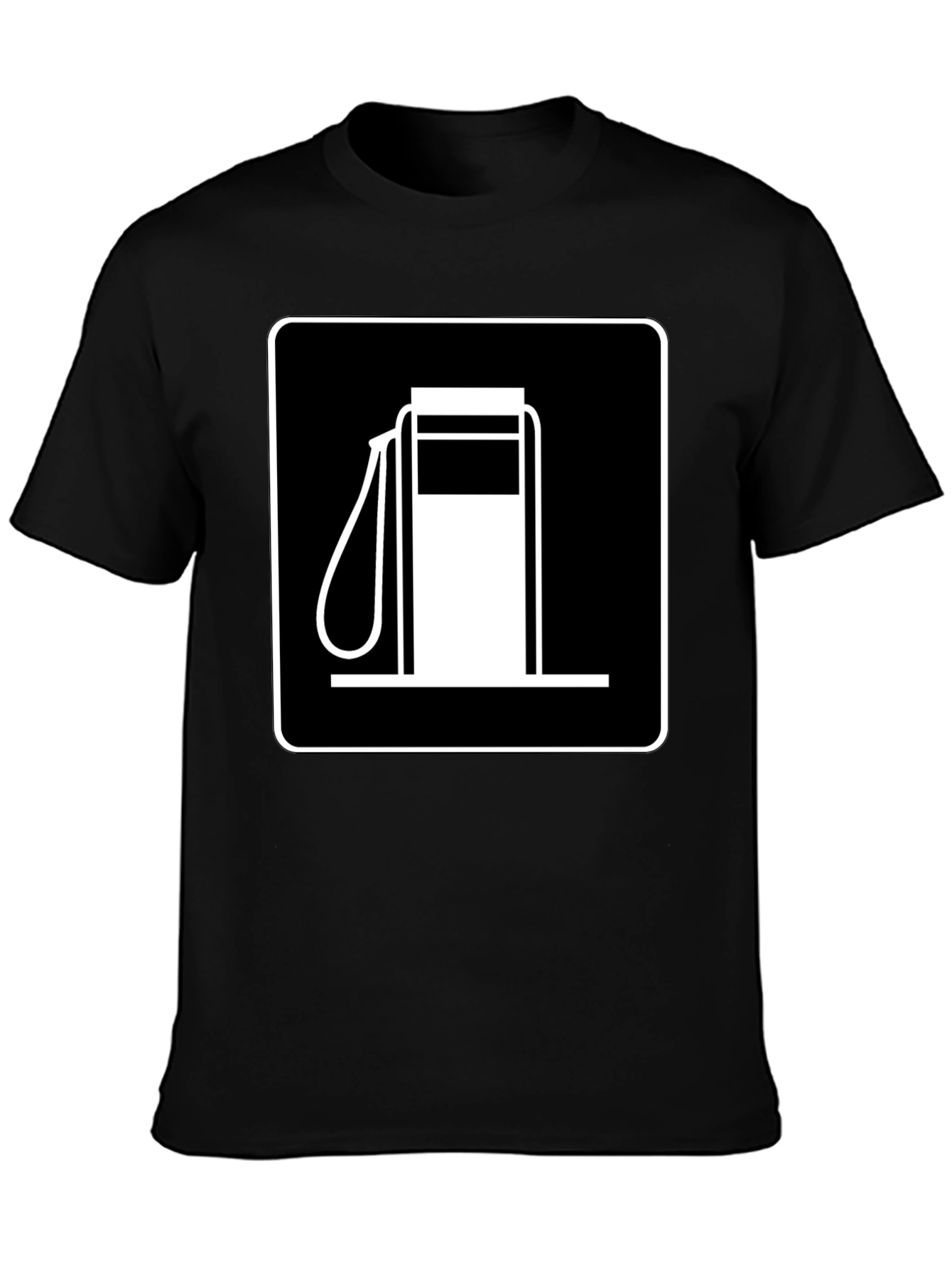 Gas Station Sign Graphic Tee - Black Cotton T-Shirt