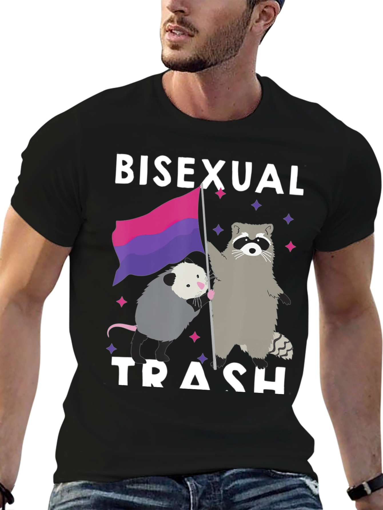 Bisexual Trash T-Shirt - Pride Opossum & Raccoon Design