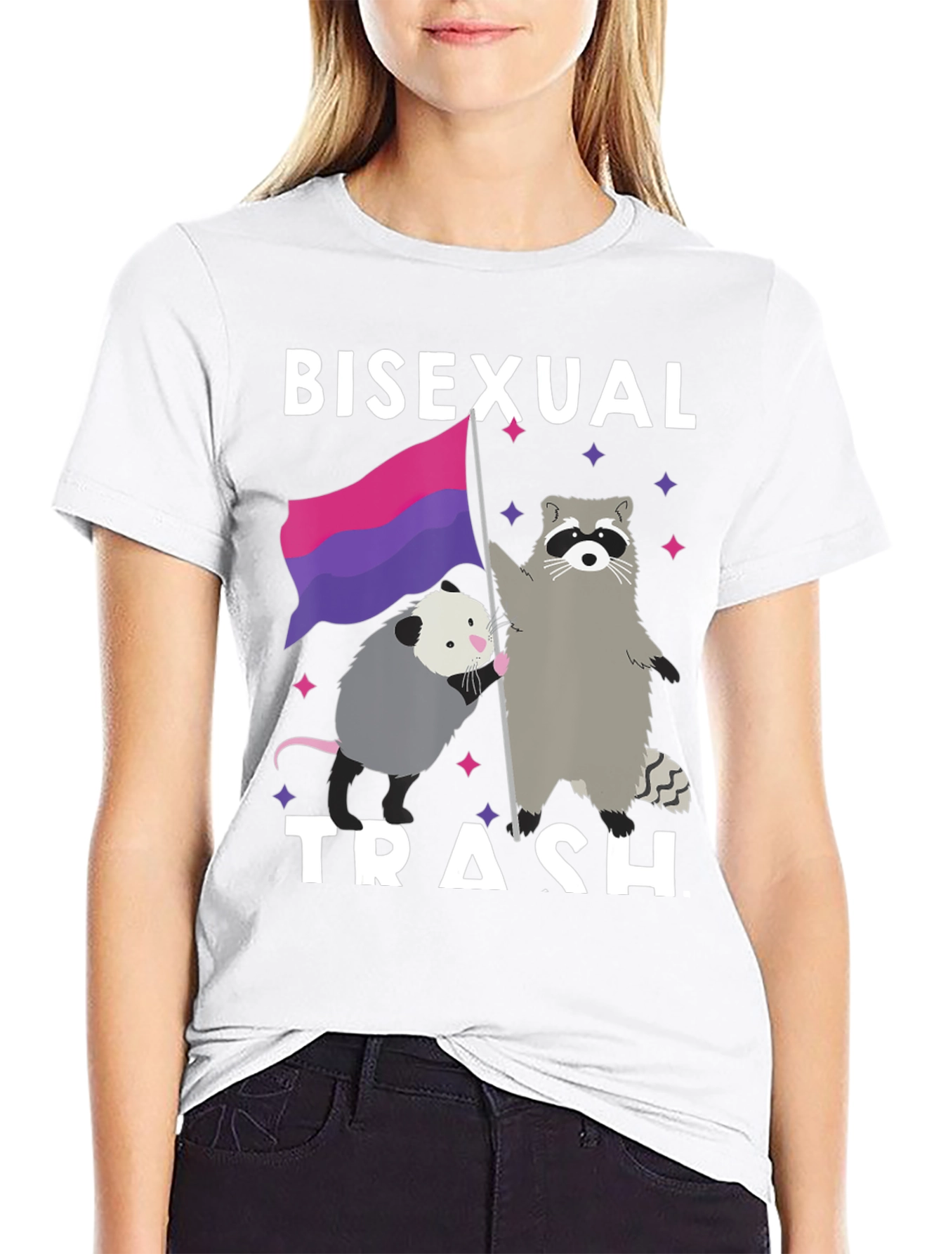 Bisexual Trash T-Shirt - Pride Opossum & Raccoon Design