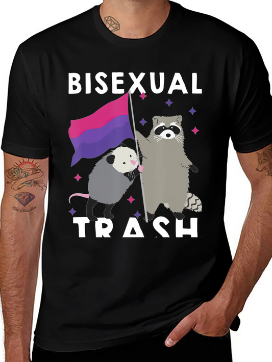 Bisexual Trash T-Shirt - Pride Opossum & Raccoon Design