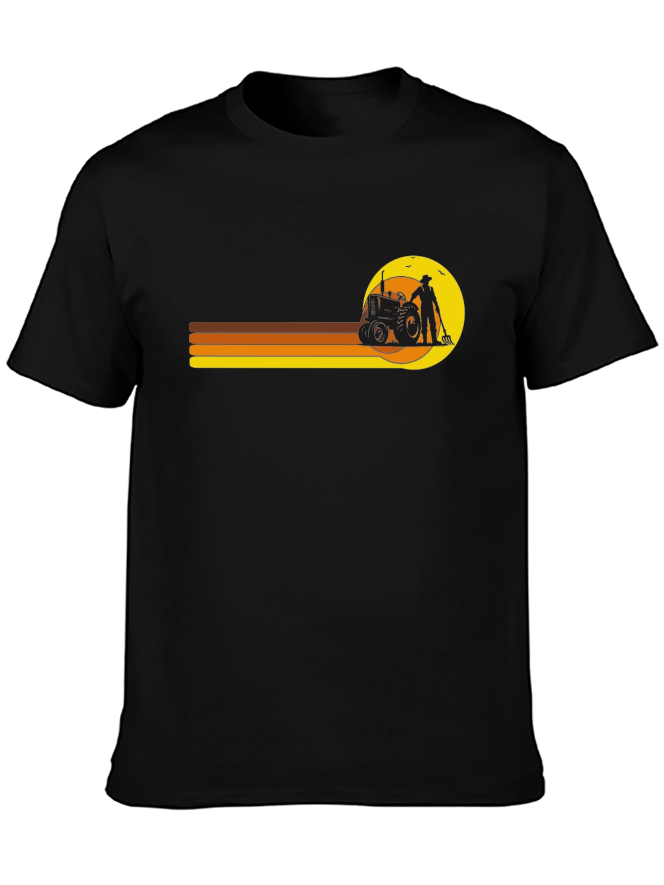Retro Farmer T-Shirt: Tractor & Sunset Design