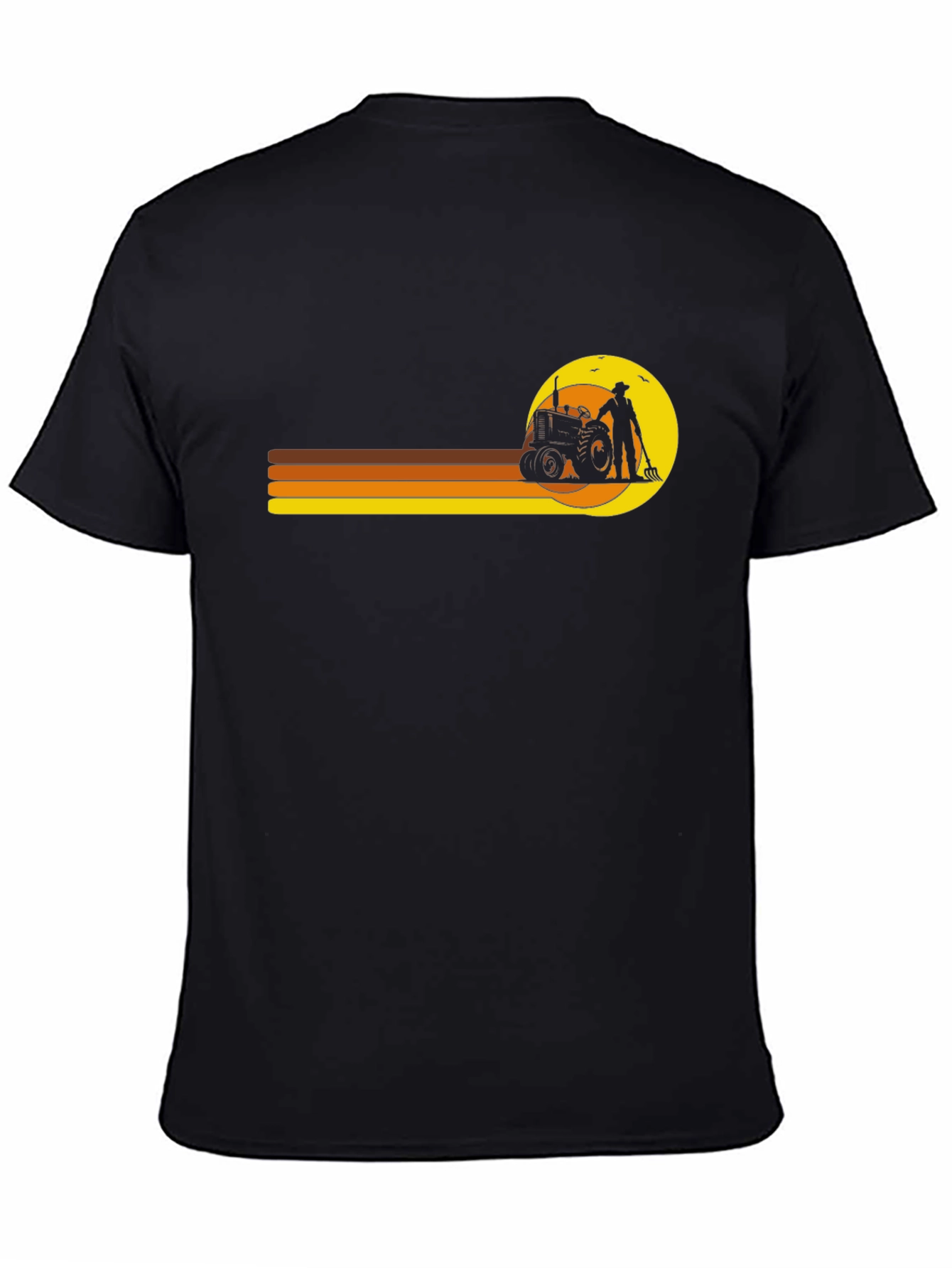 Retro Farmer T-Shirt: Tractor & Sunset Design