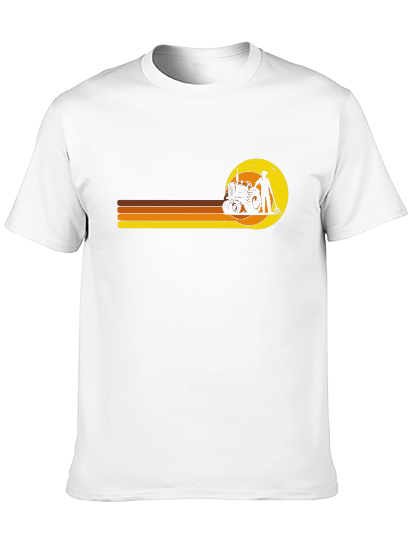 Retro Farmer T-Shirt: Tractor & Sunset Design