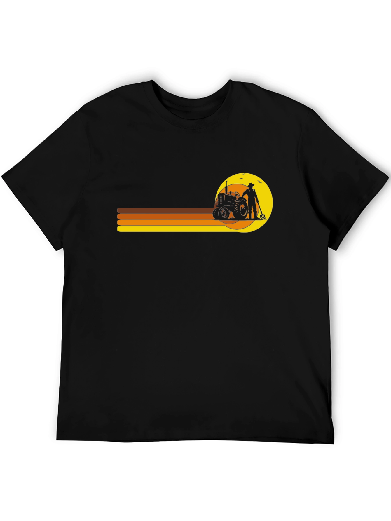 Retro Farmer T-Shirt: Tractor & Sunset Design