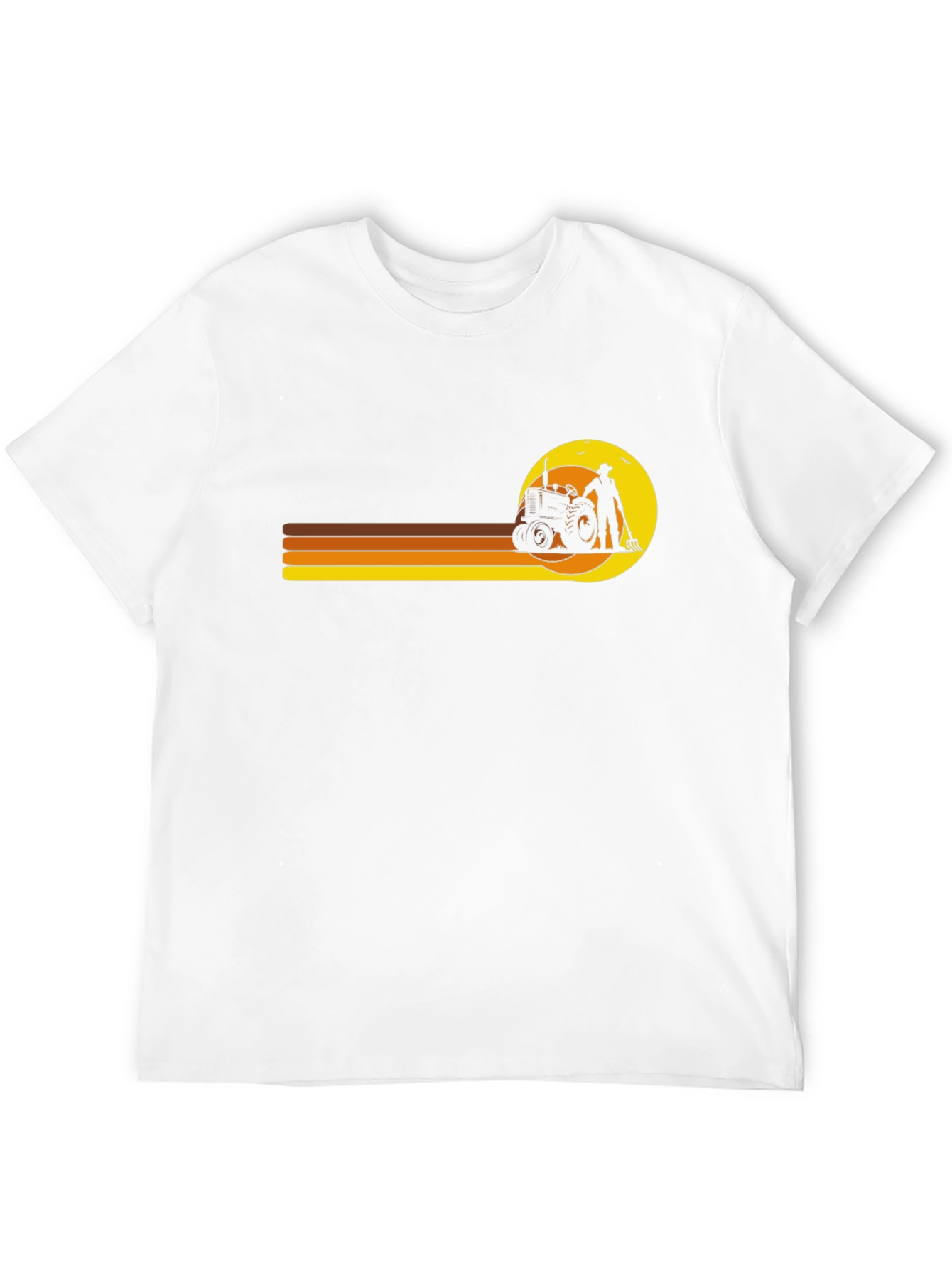 Retro Farmer T-Shirt: Tractor & Sunset Design