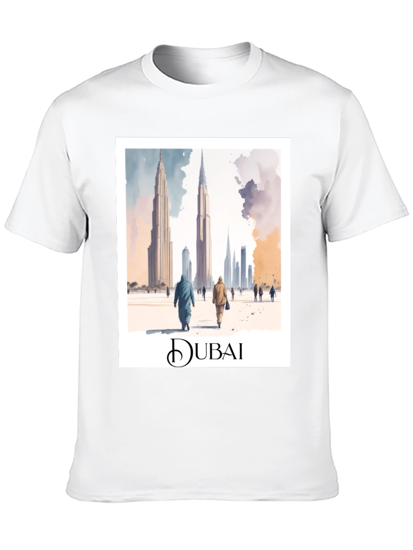 Dubai Skyline Graphic Tee - Black Cotton