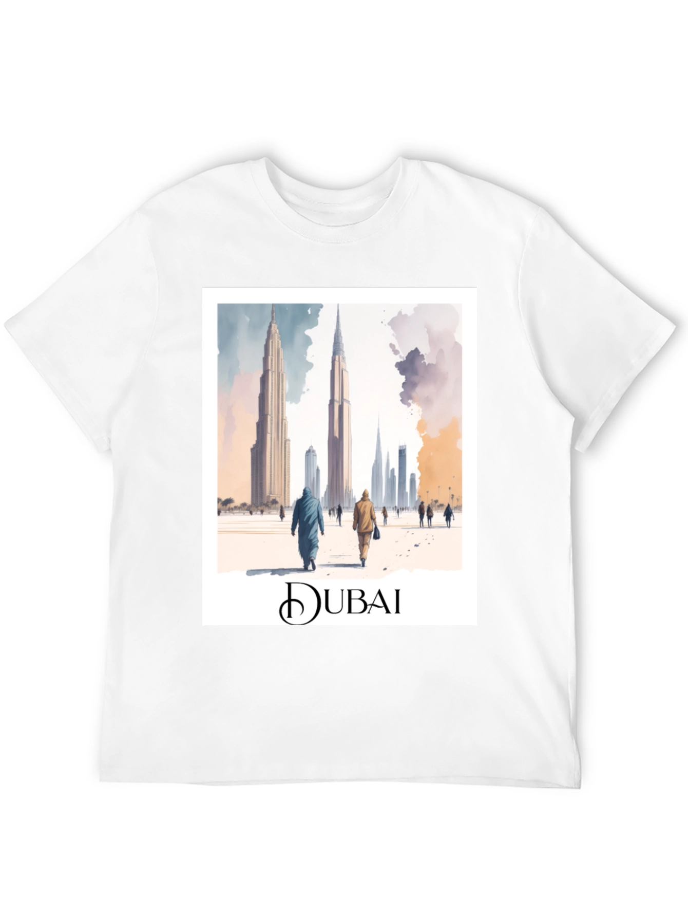 Dubai Skyline Graphic Tee - Black Cotton