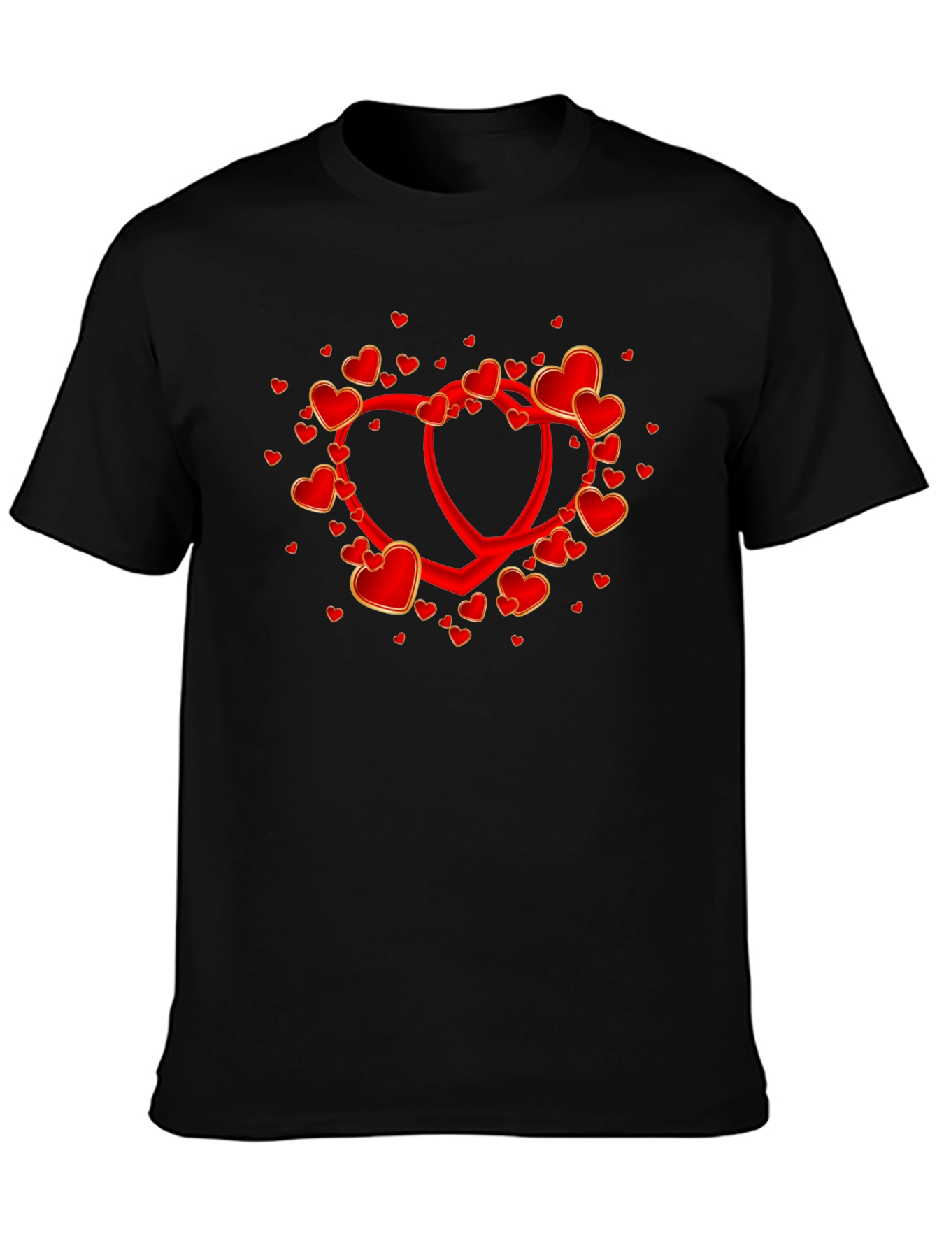 Heart Valentines Day Graphic Tee - Black Cotton Casual