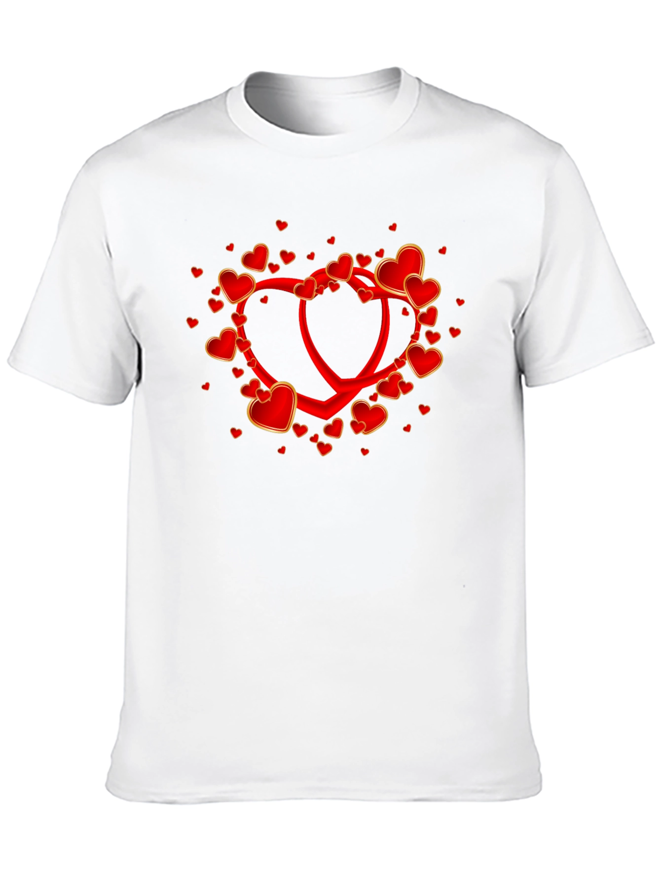 Heart Valentines Day Graphic Tee - Black Cotton Casual