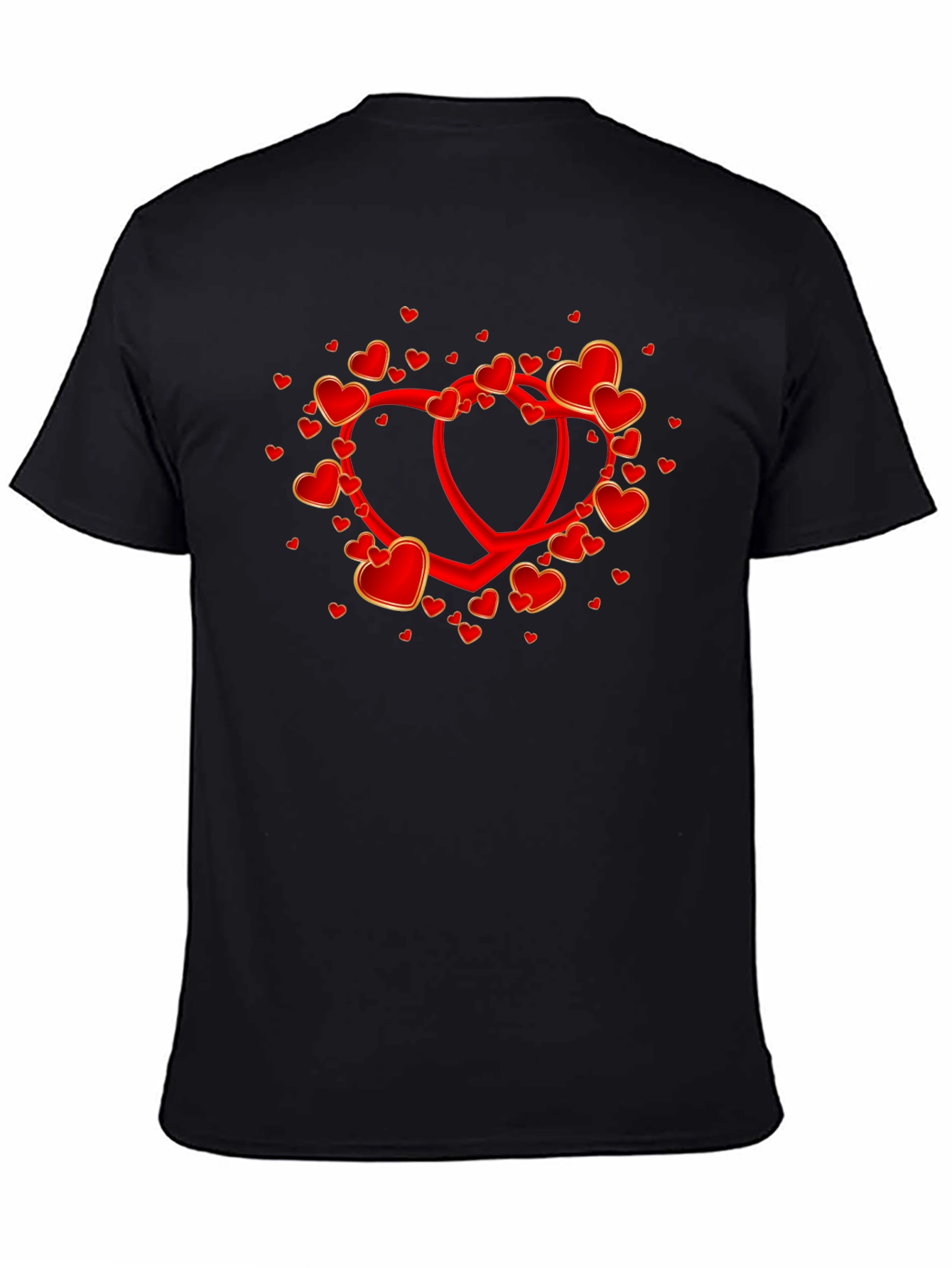 Heart Valentines Day Graphic Tee - Black Cotton Casual