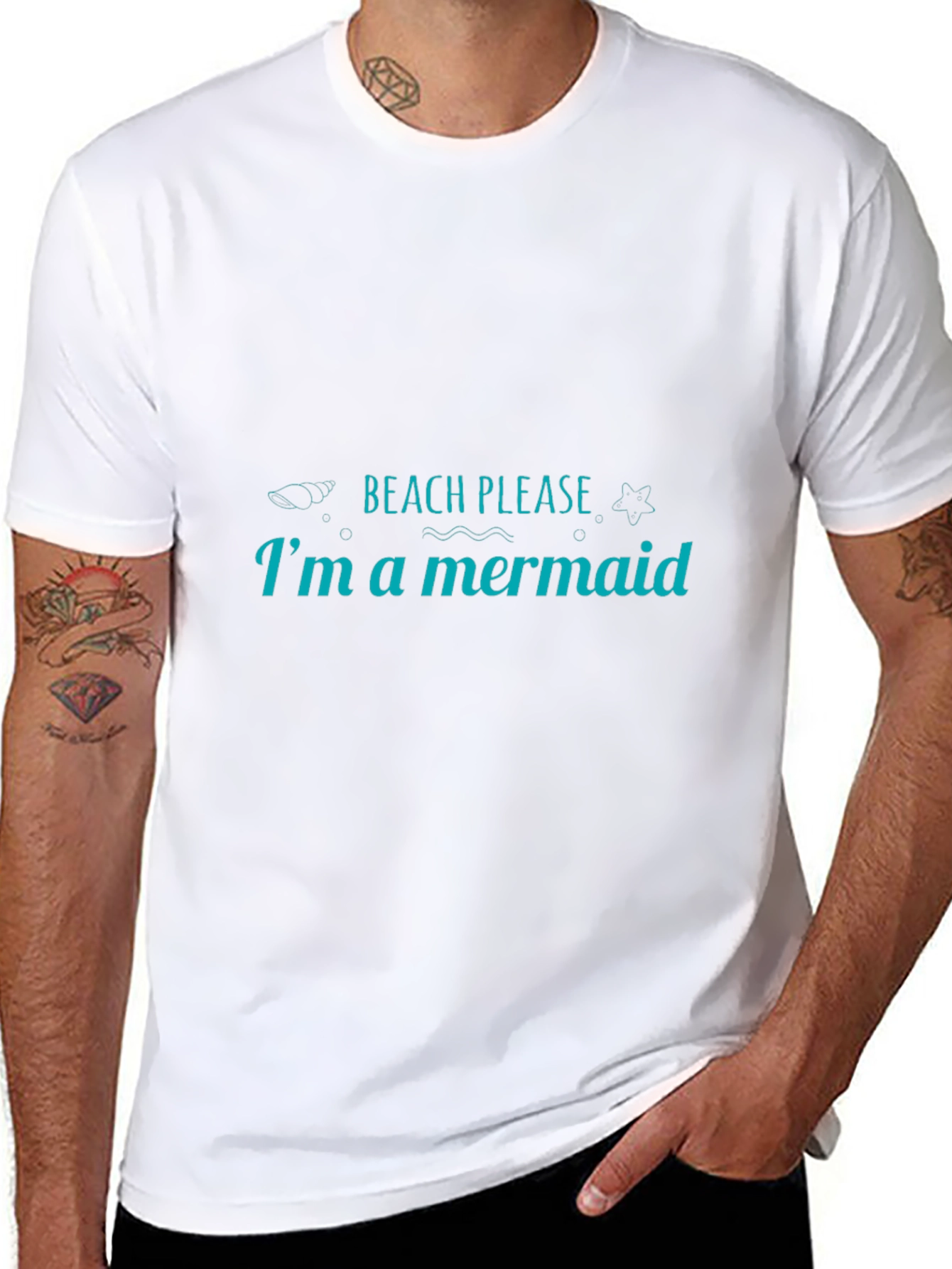 Beach Please Im a Mermaid Graphic Tee