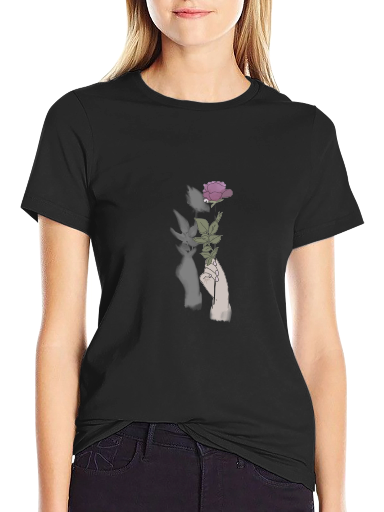 Rose Hand Graphic T-Shirt - Modern Style