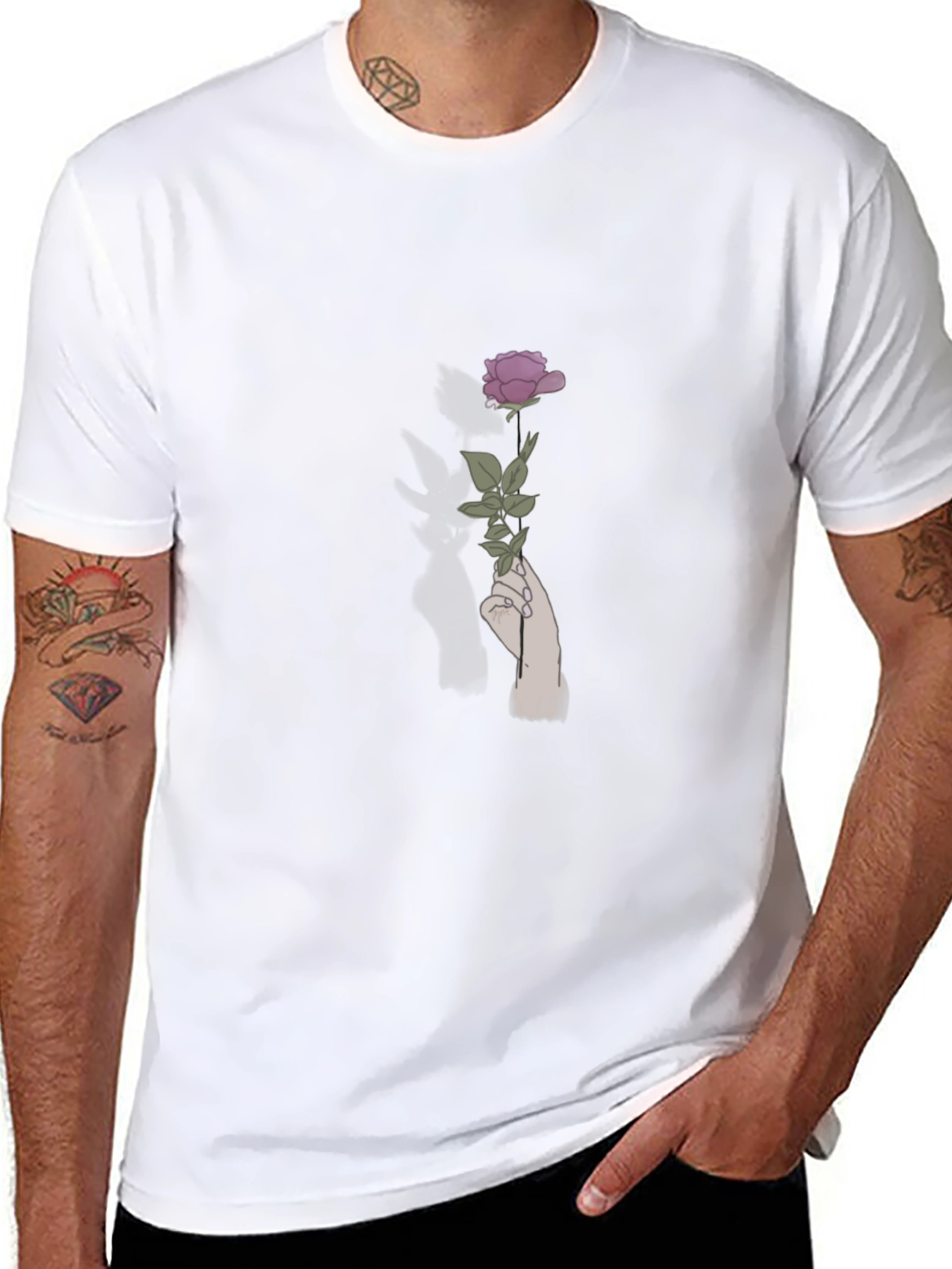 Rose Hand Graphic T-Shirt - Modern Style