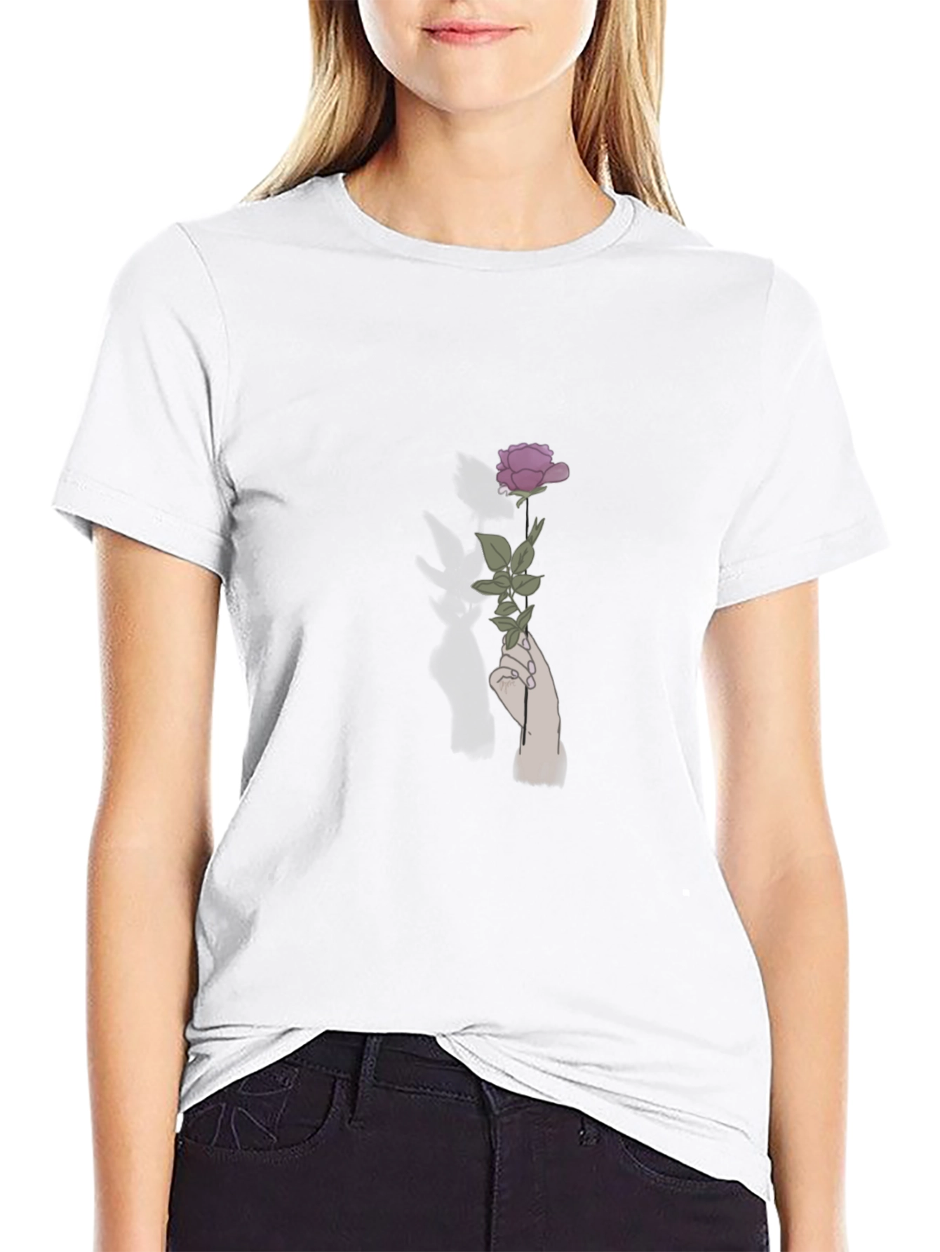 Rose Hand Graphic T-Shirt - Modern Style