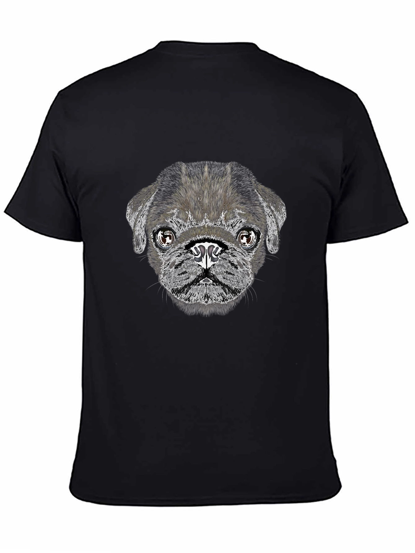 Pug Dog Graphic T-Shirt - Casual Black Tee