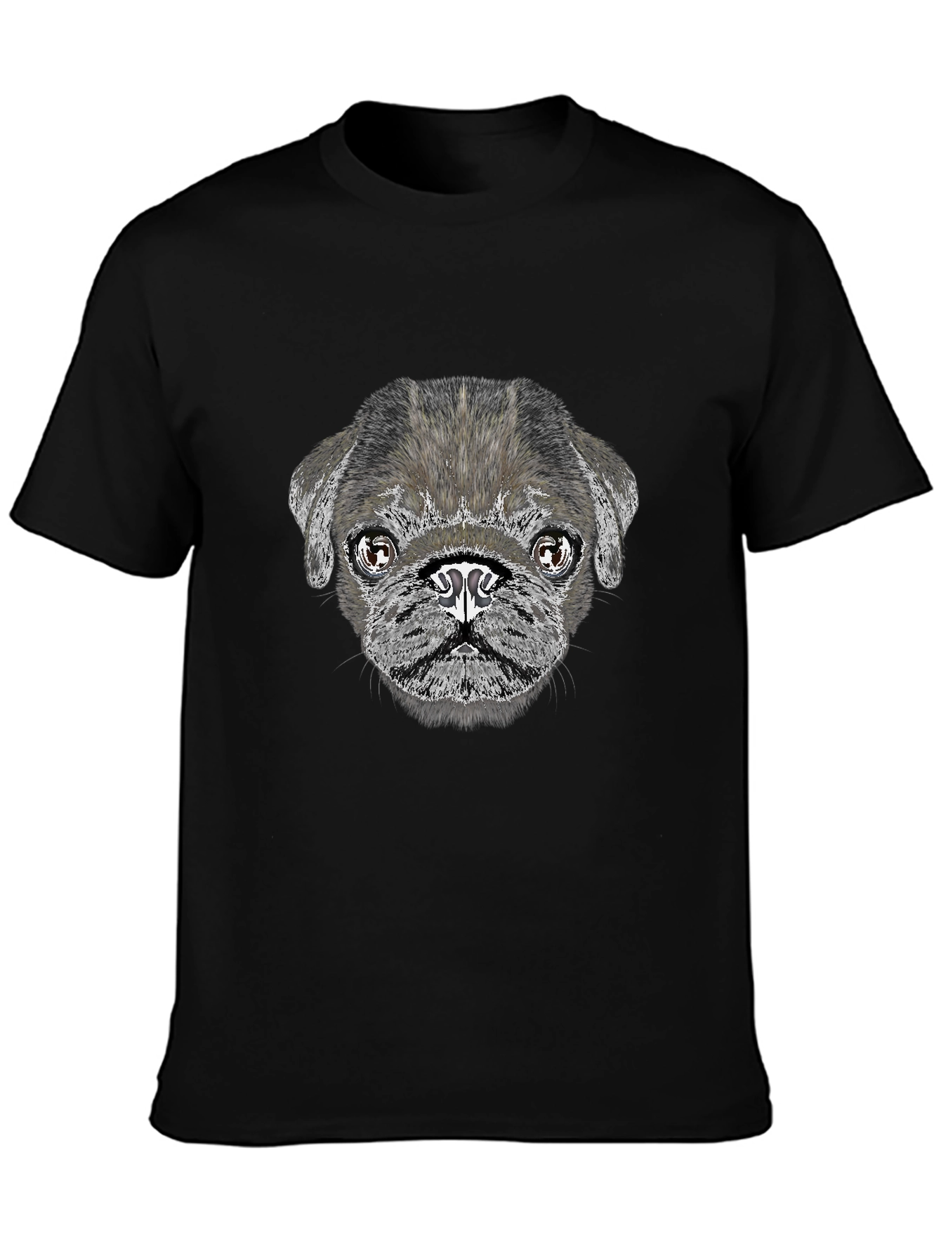 Pug Dog Graphic T-Shirt - Casual Black Tee