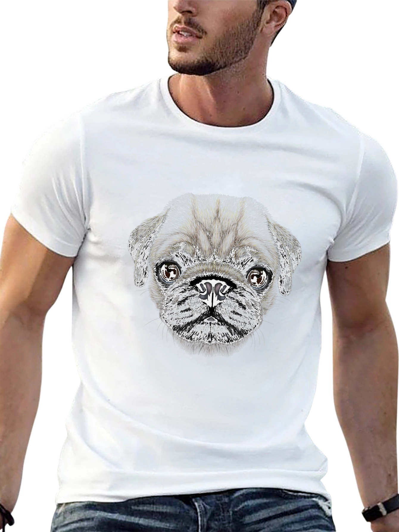 Pug Dog Graphic T-Shirt - Casual Black Tee
