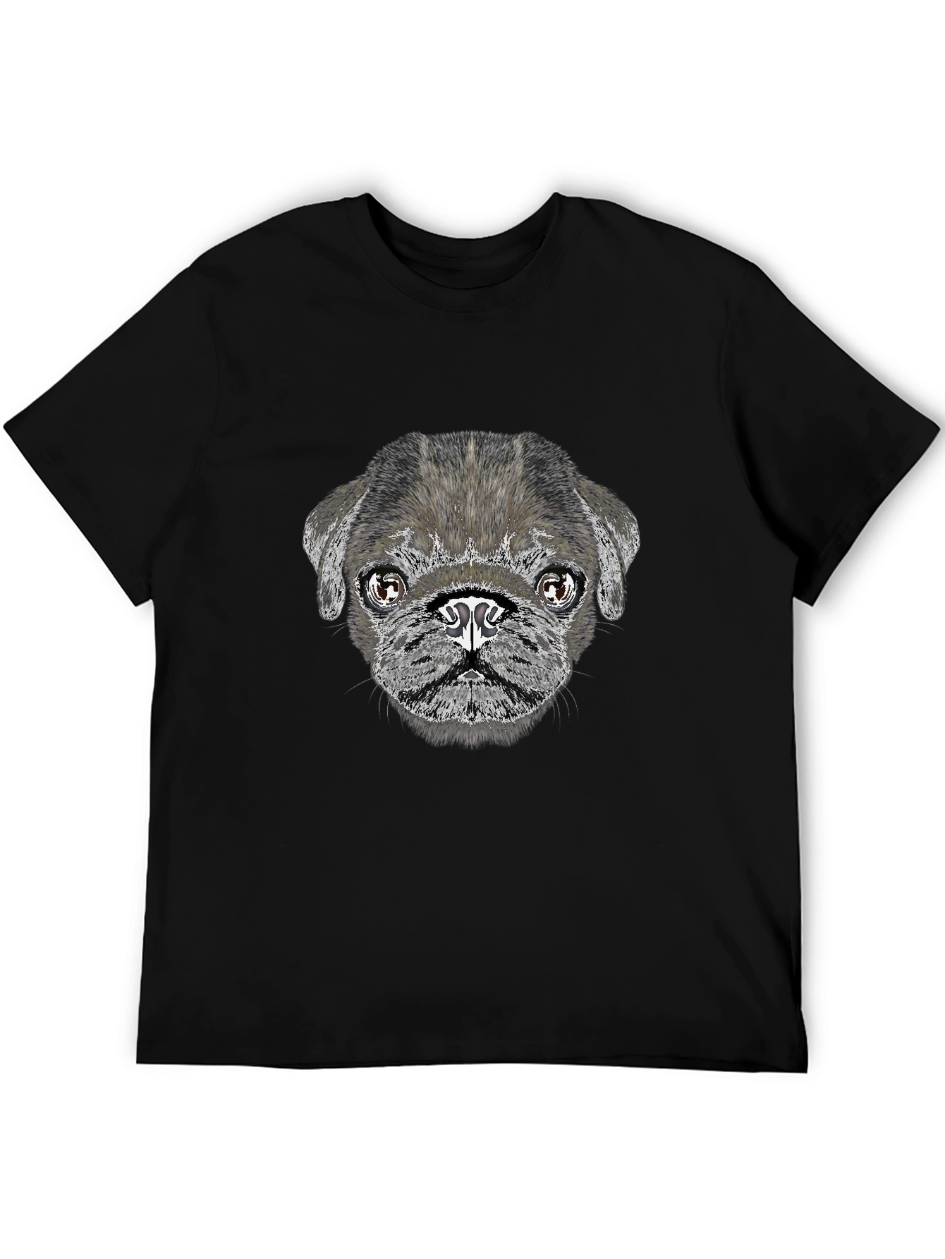 Pug Dog Graphic T-Shirt - Casual Black Tee