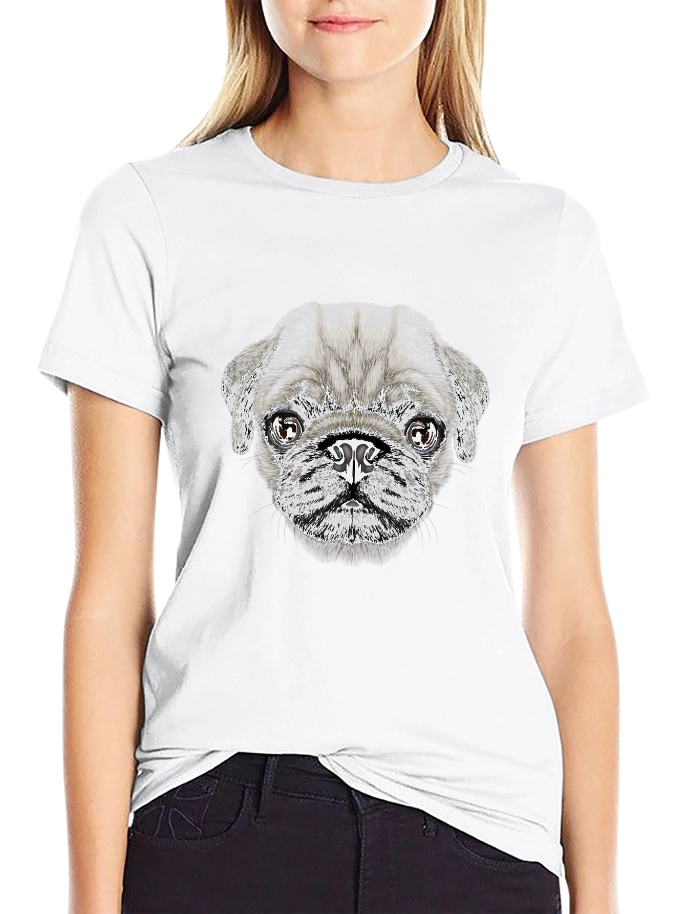 Pug Dog Graphic T-Shirt - Casual Black Tee