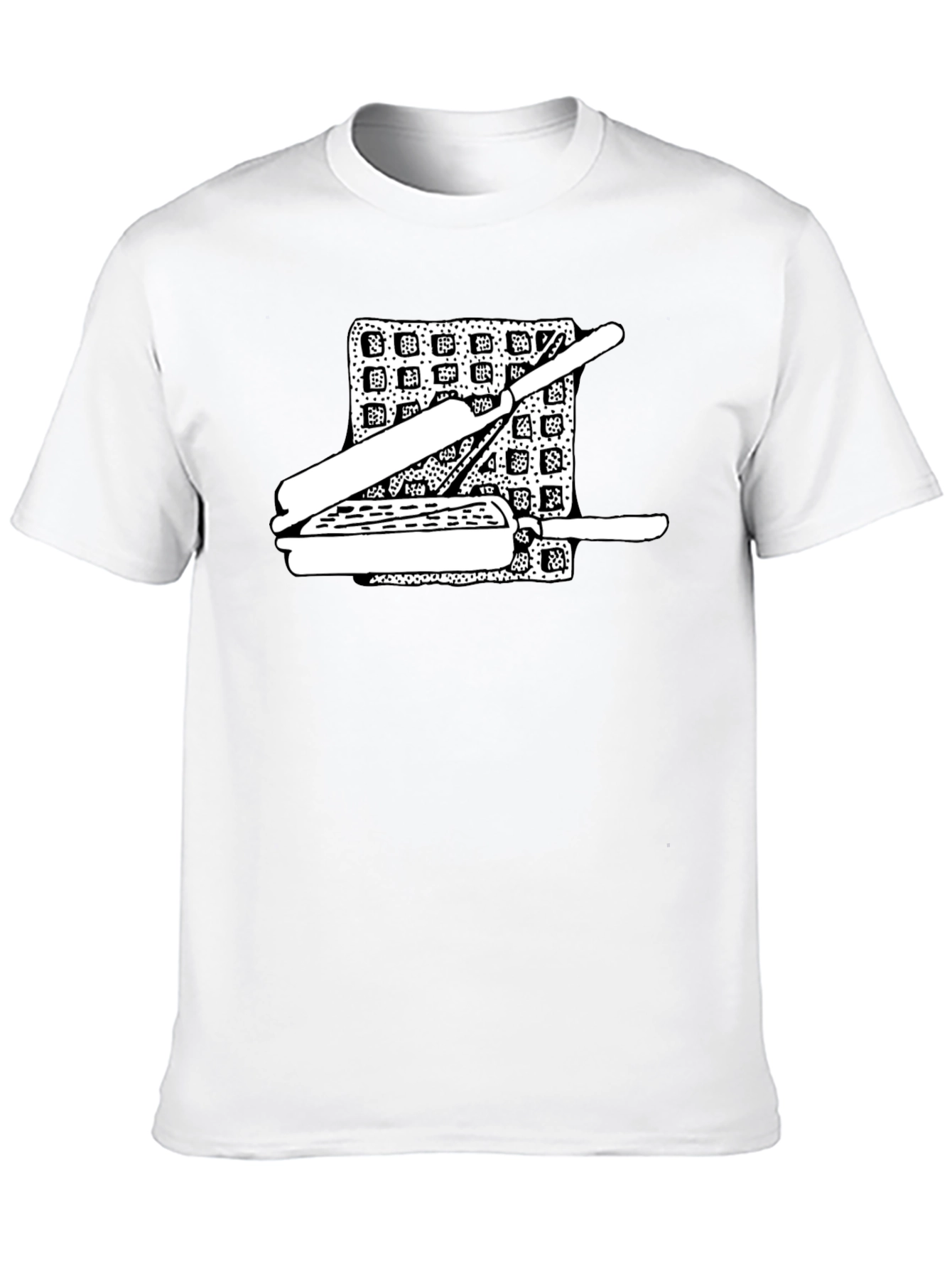 Waffle & Cutlery Graphic Tee - Black Cotton