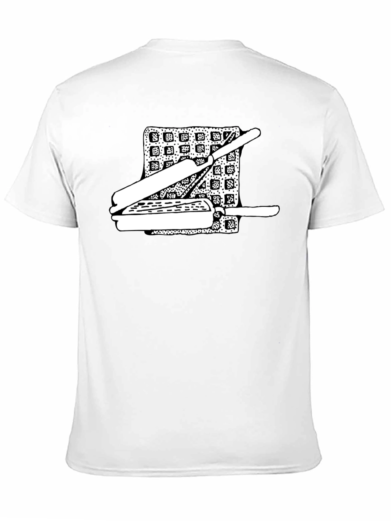 Waffle & Cutlery Graphic Tee - Black Cotton