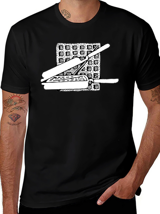 Waffle & Cutlery Graphic Tee - Black Cotton