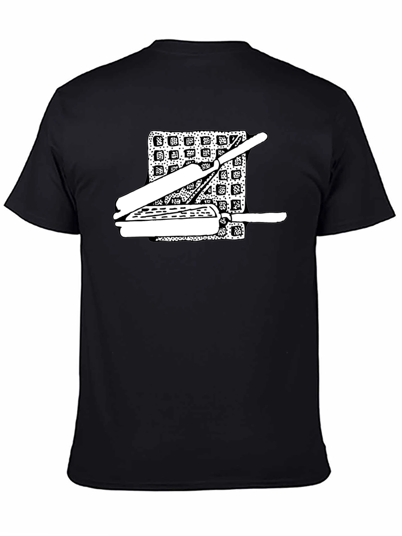 Waffle & Cutlery Graphic Tee - Black Cotton