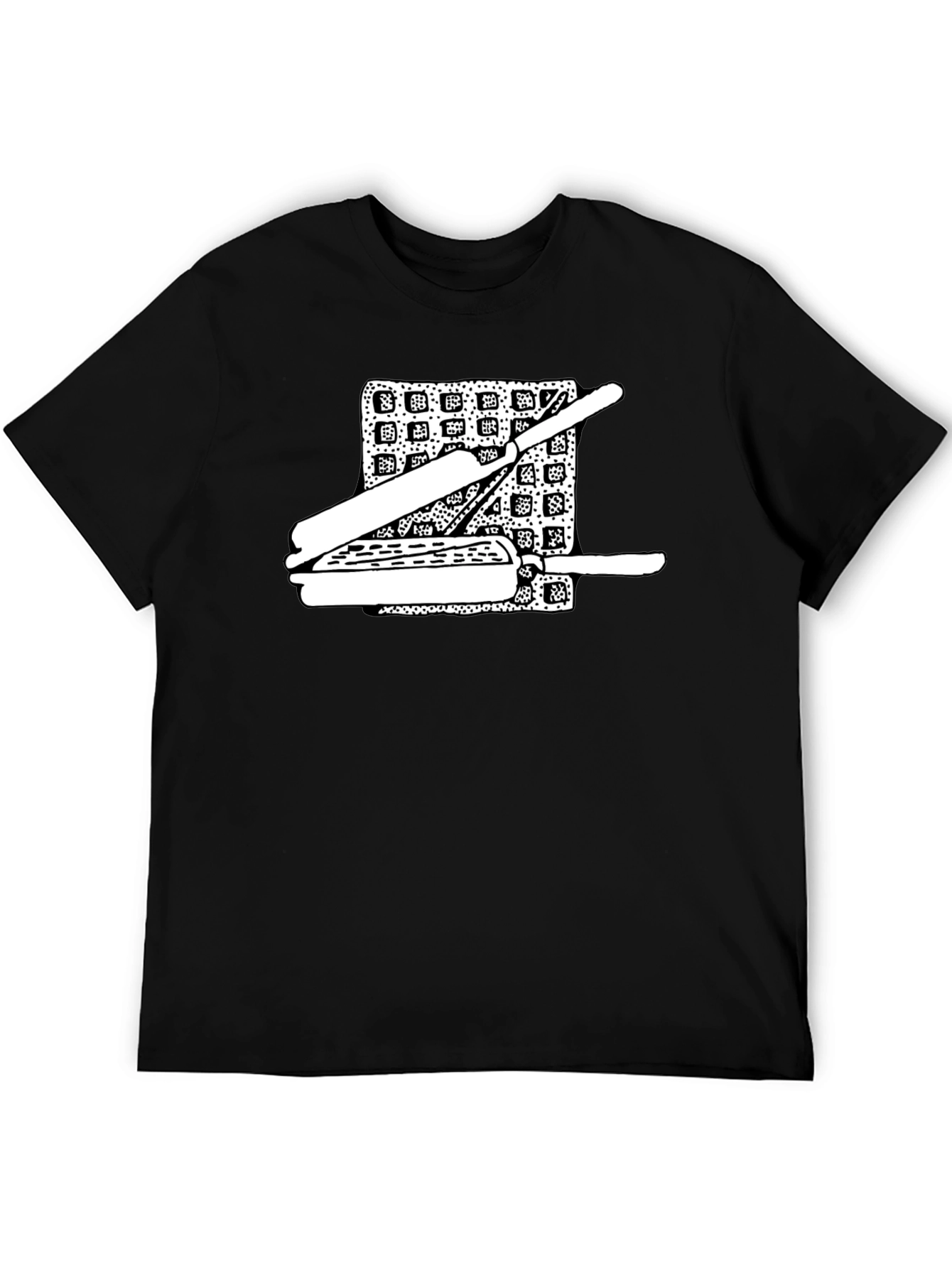 Waffle & Cutlery Graphic Tee - Black Cotton