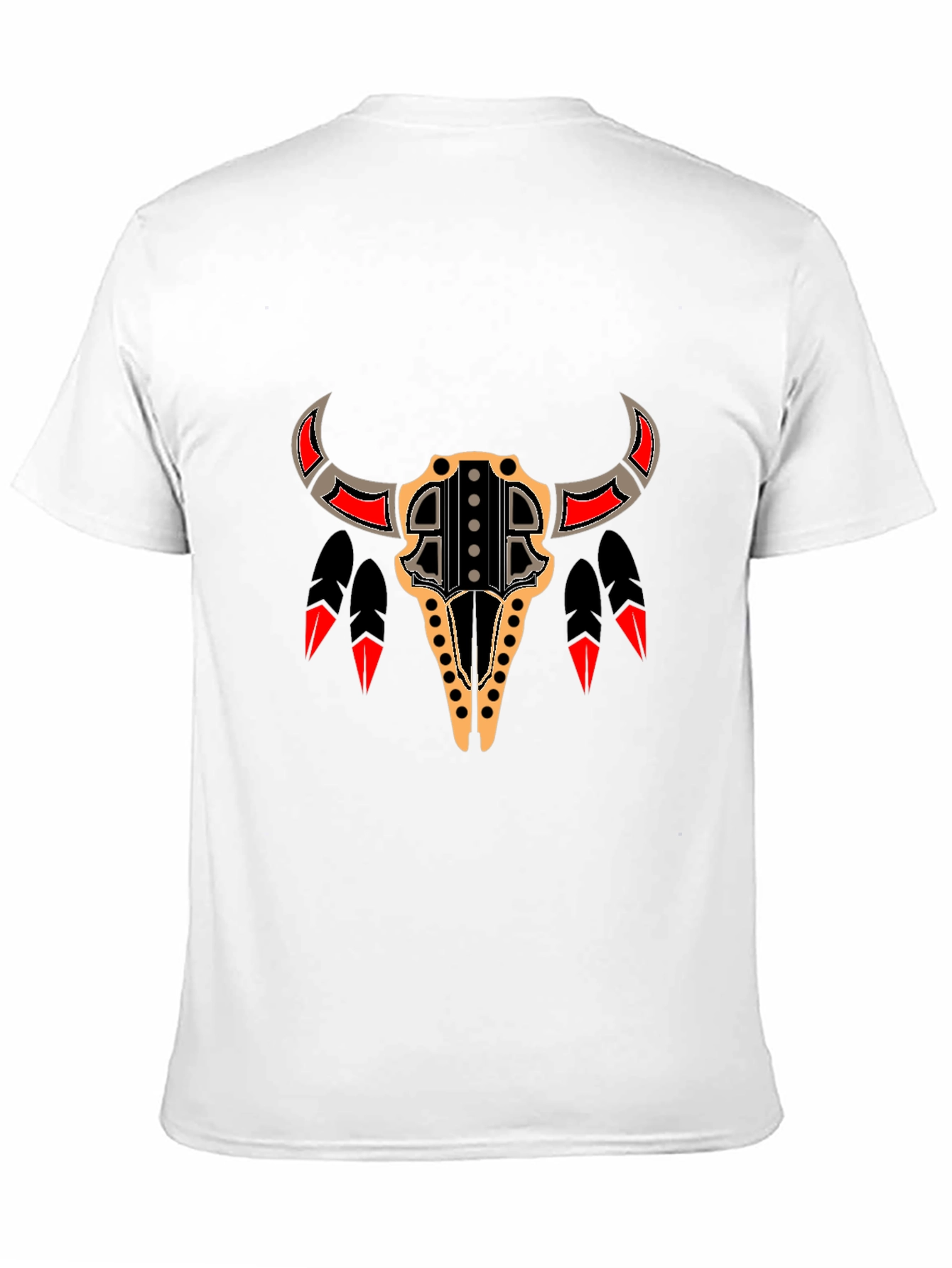 Tribal Bull Skull Graphic Tee - Black