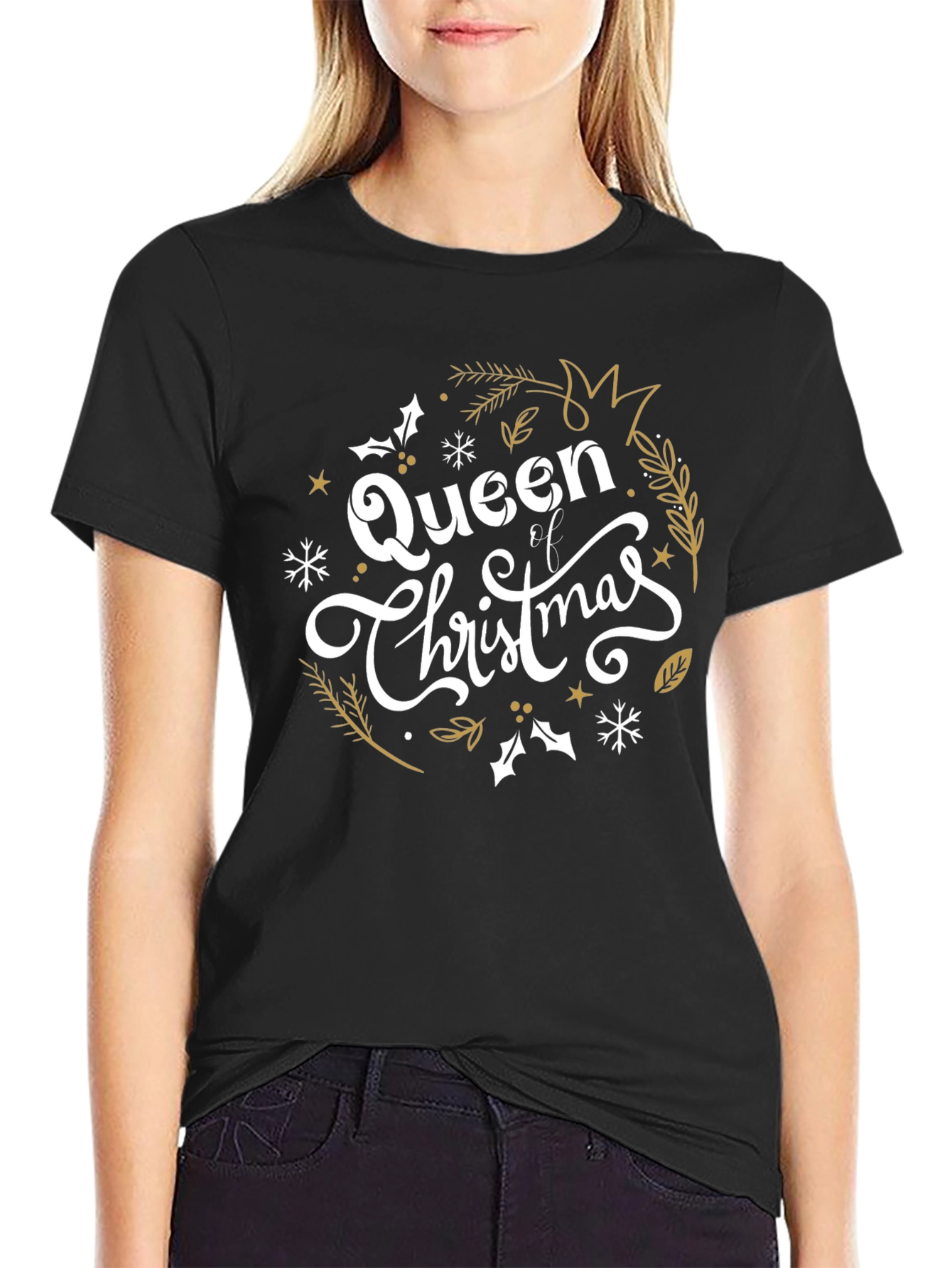 Queen of Christmas Black Graphic Tee