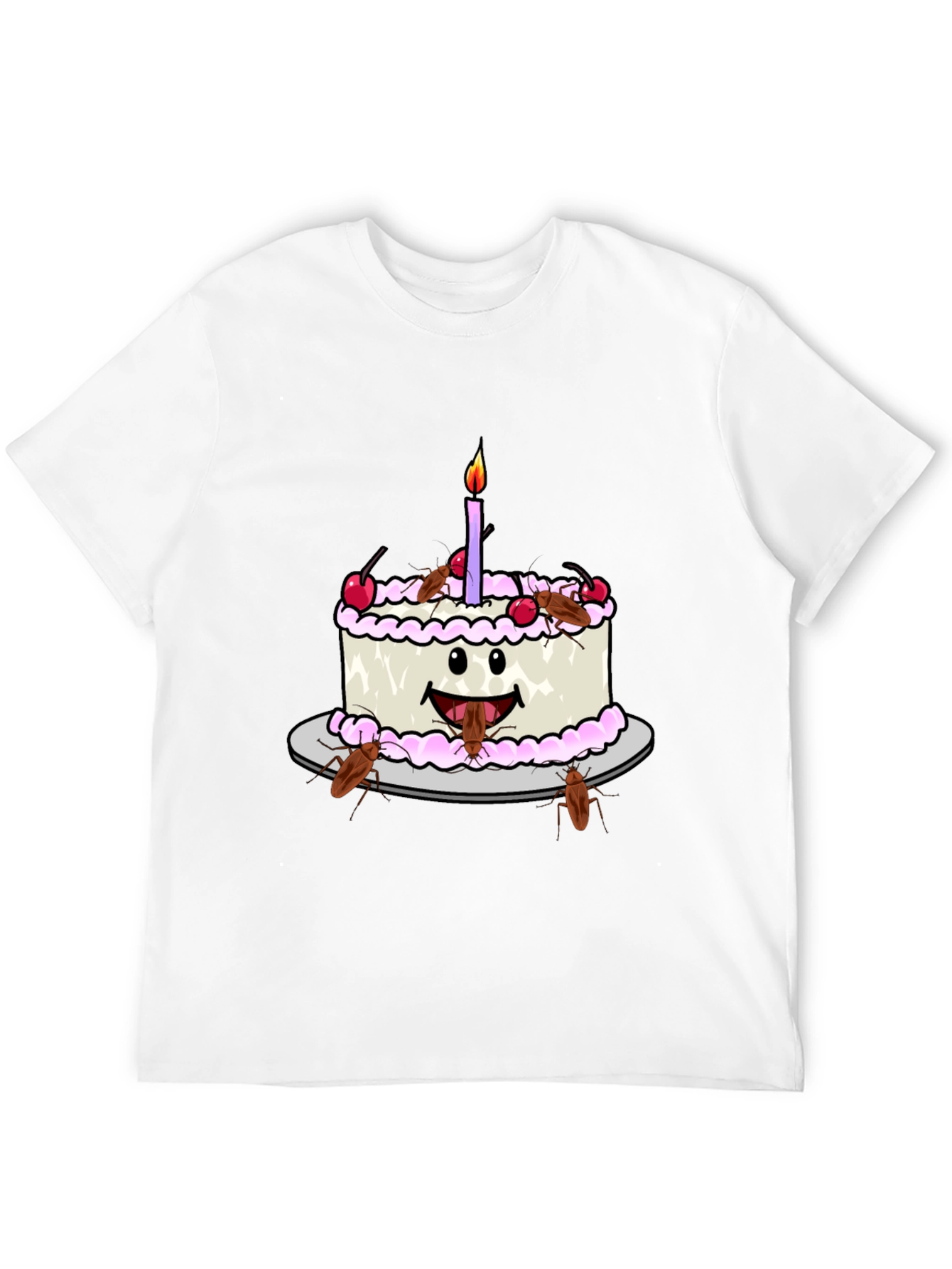 Funny Cockroach Birthday Cake Graphic Tee