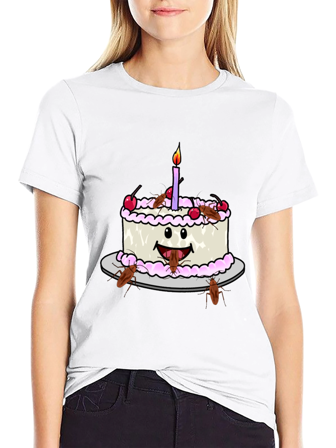 Funny Cockroach Birthday Cake Graphic Tee