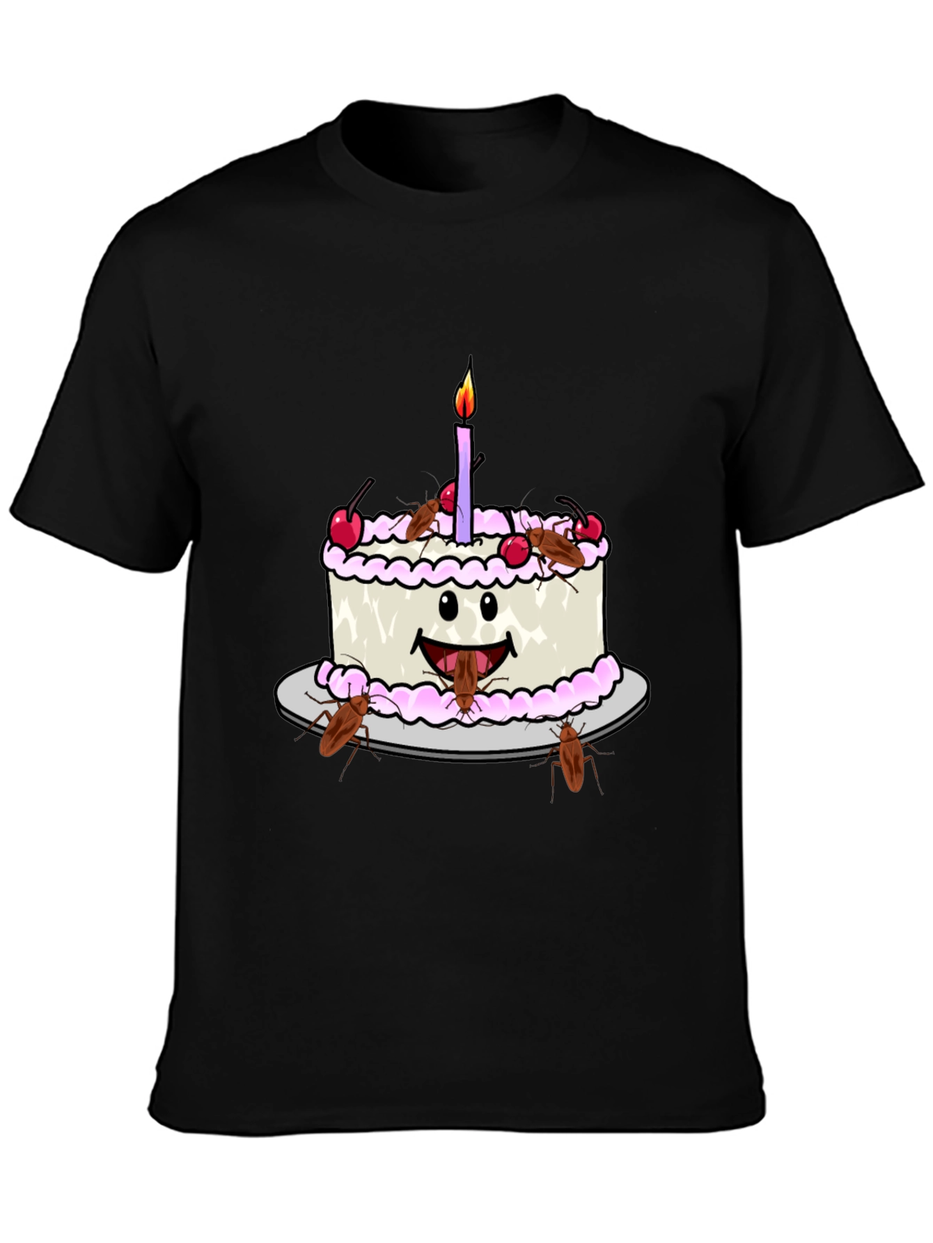 Funny Cockroach Birthday Cake Graphic Tee
