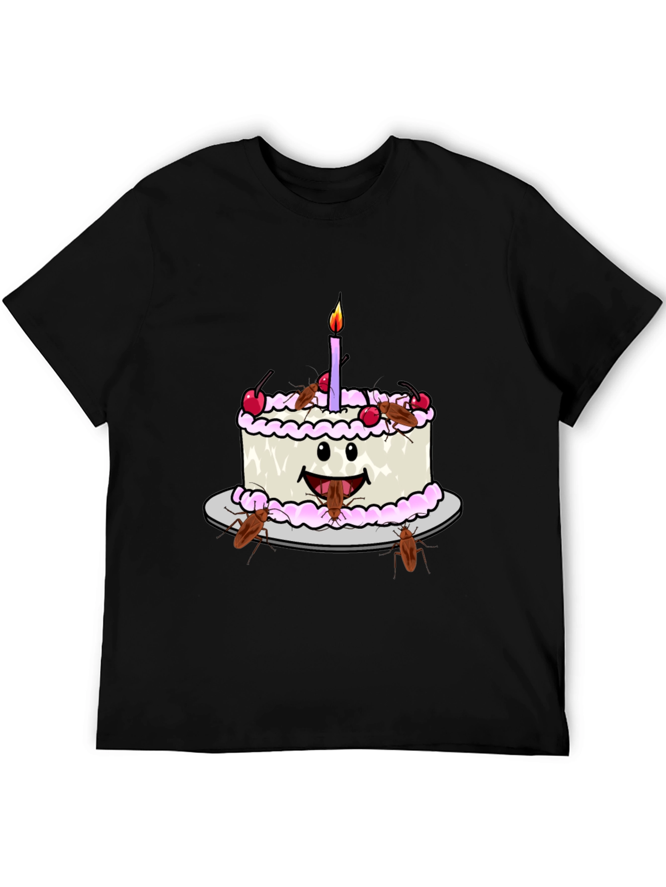 Funny Cockroach Birthday Cake Graphic Tee